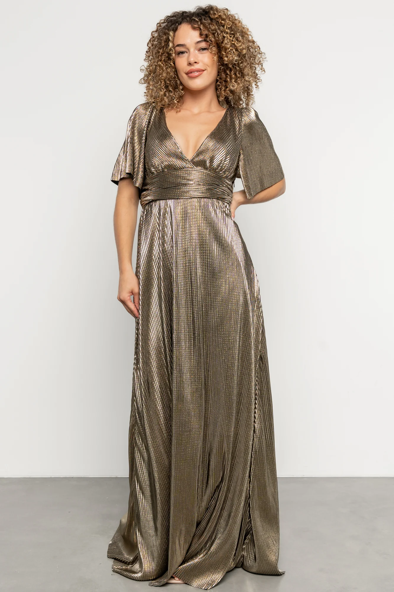 Venetian Pleated Gown | Gold