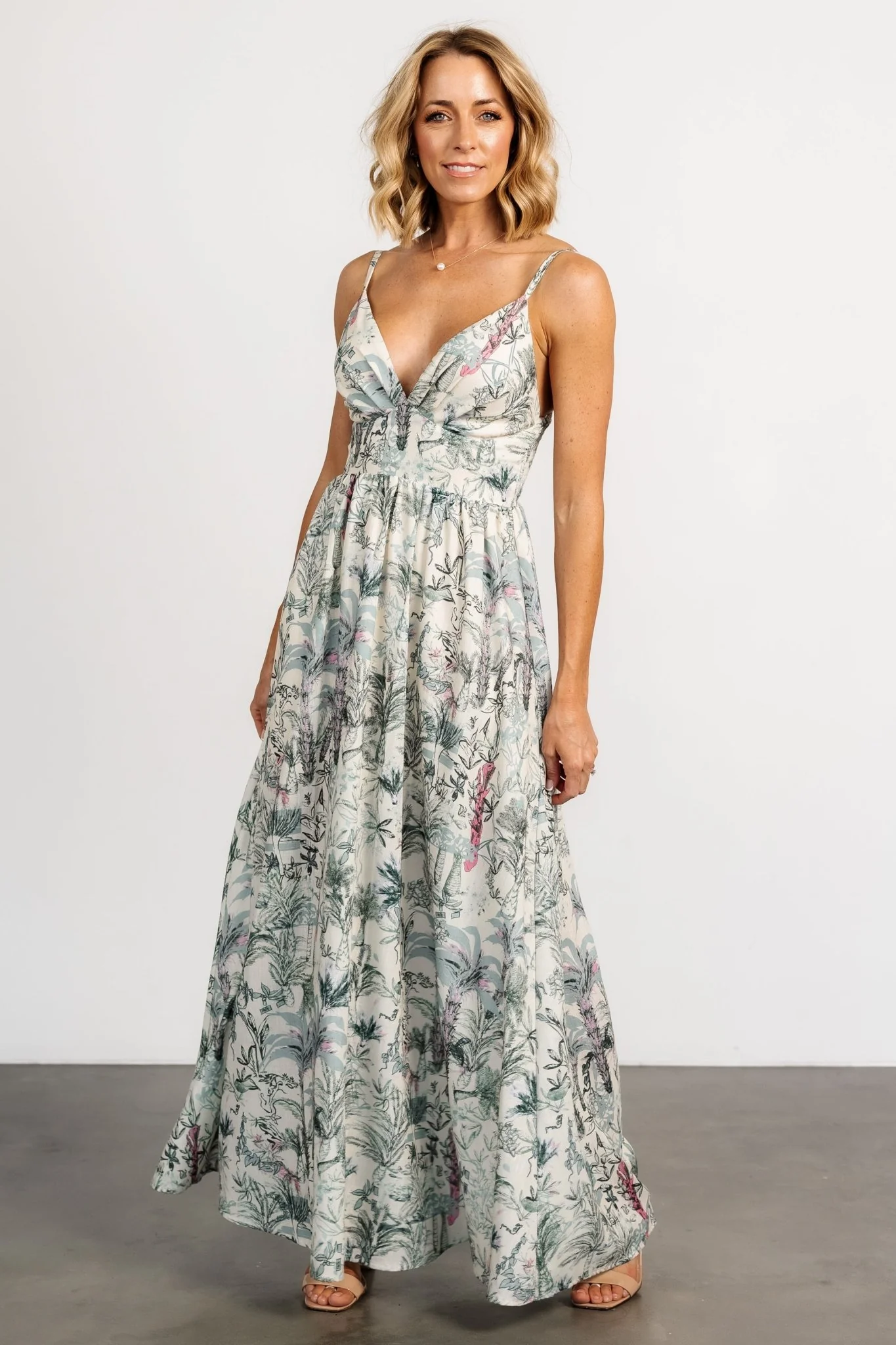 Naia Maxi Dress | Natural + Sage Print