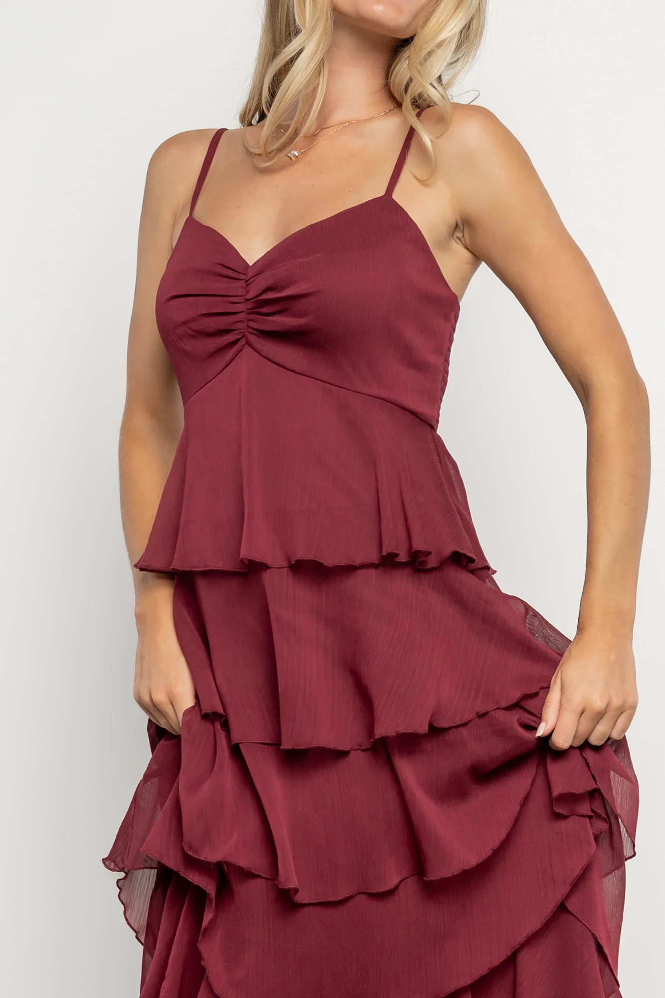 Tiana Tiered Maxi Dress | Burgundy