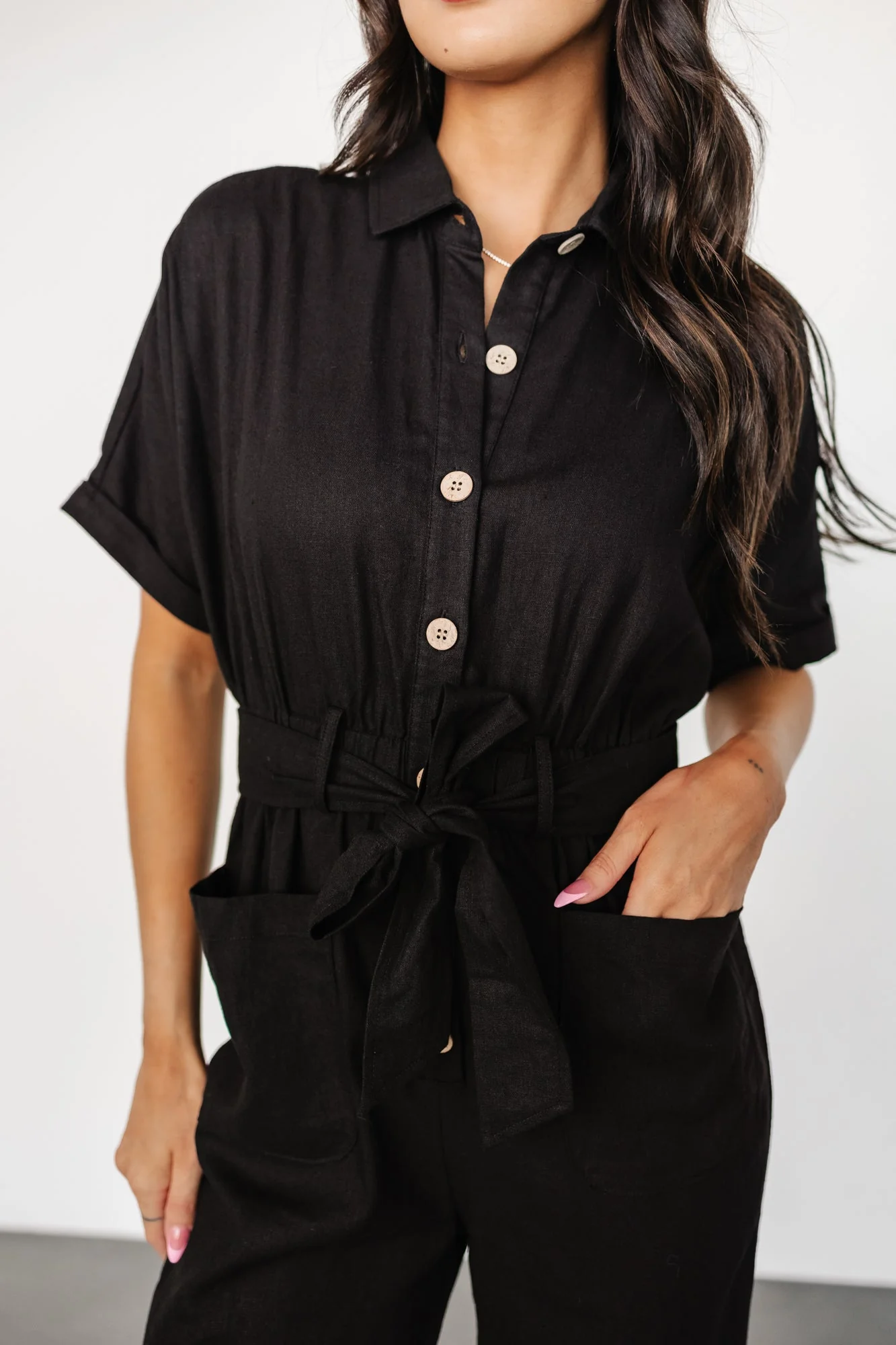 Dallas Button Up Jumpsuit | Black