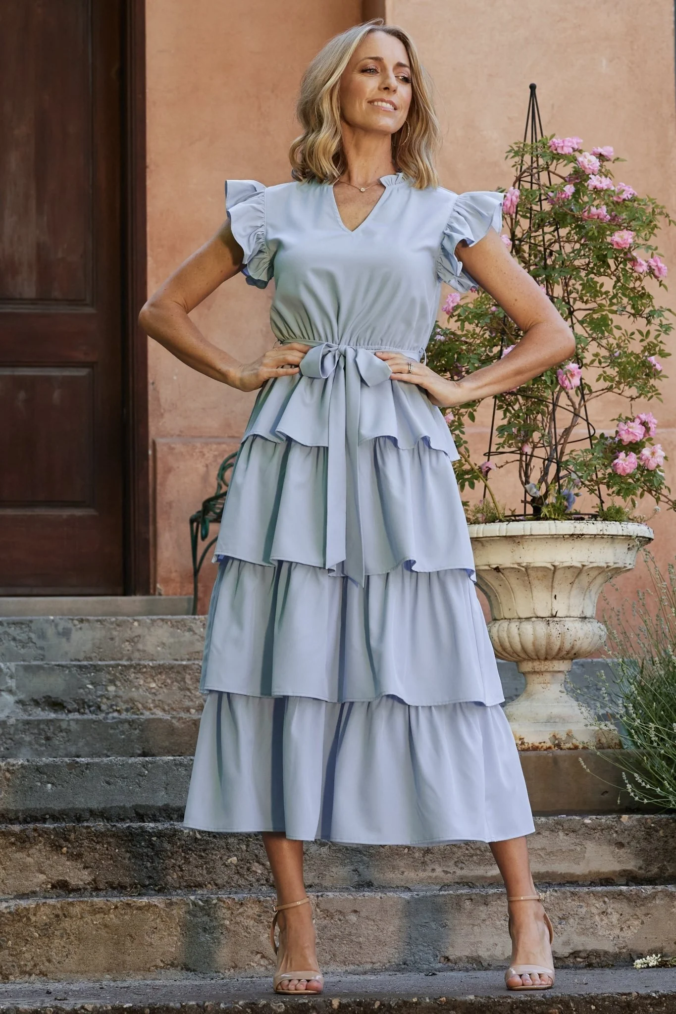 Chrysanthi Tiered Dress | Light Blue