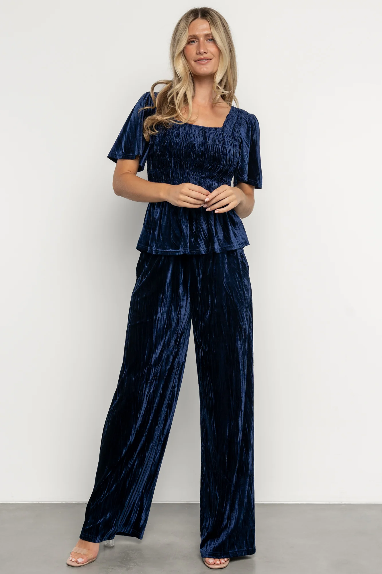 Elin Velvet Set | Navy