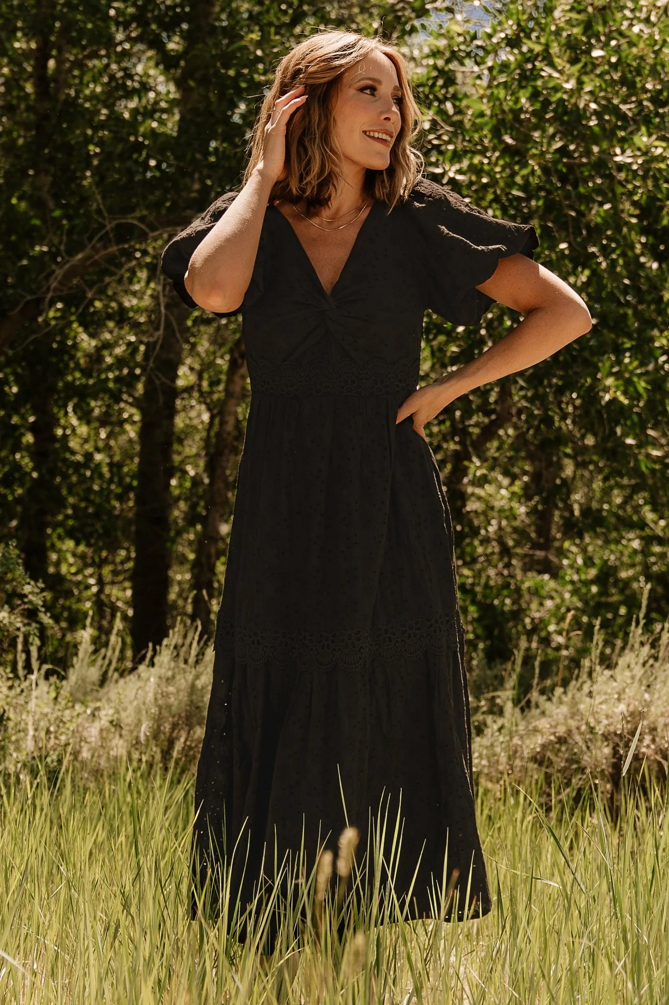 Jackie Eyelet Maxi Dress | Black