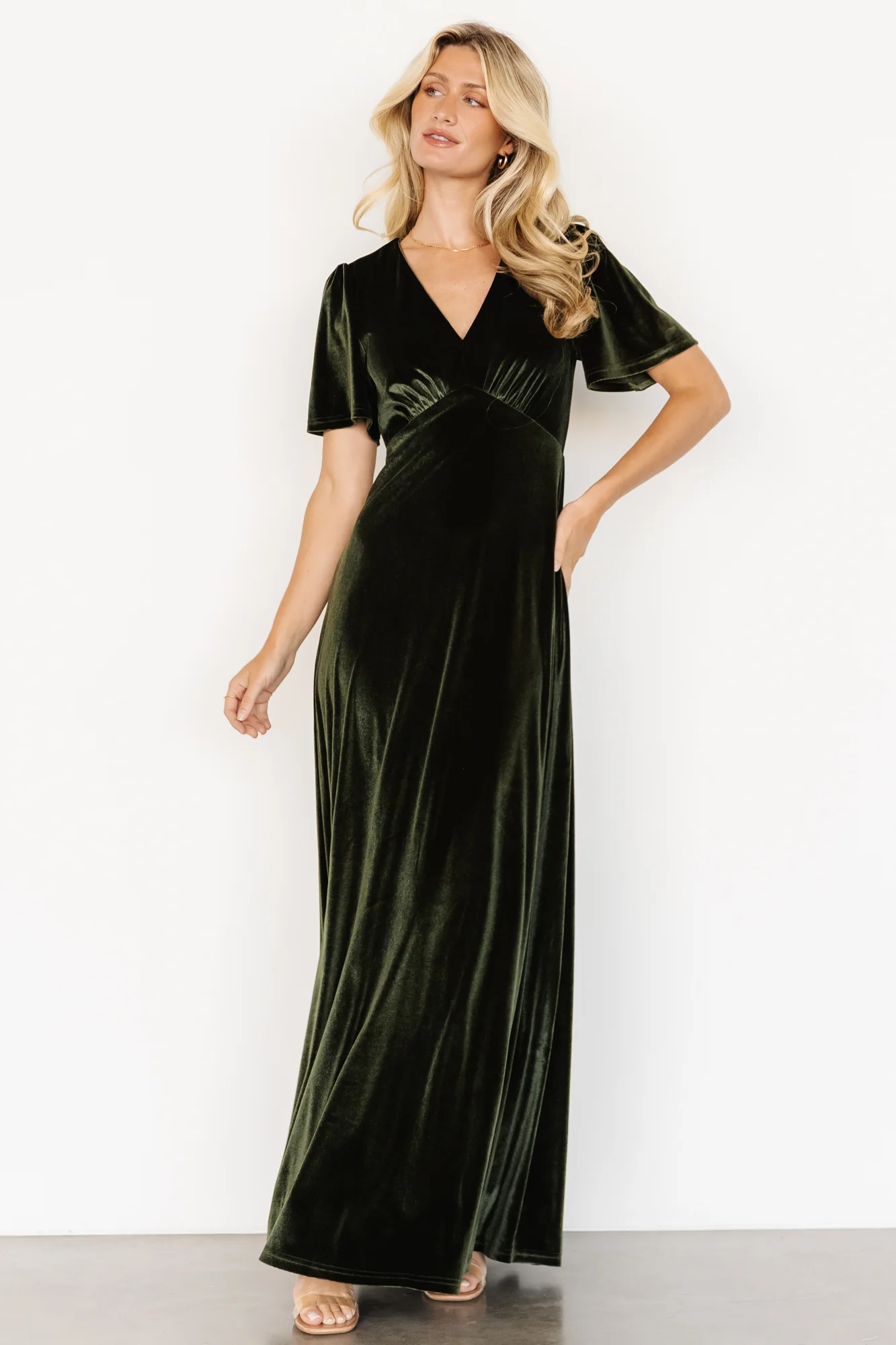 Vivian Velvet Maxi Dress | Olive