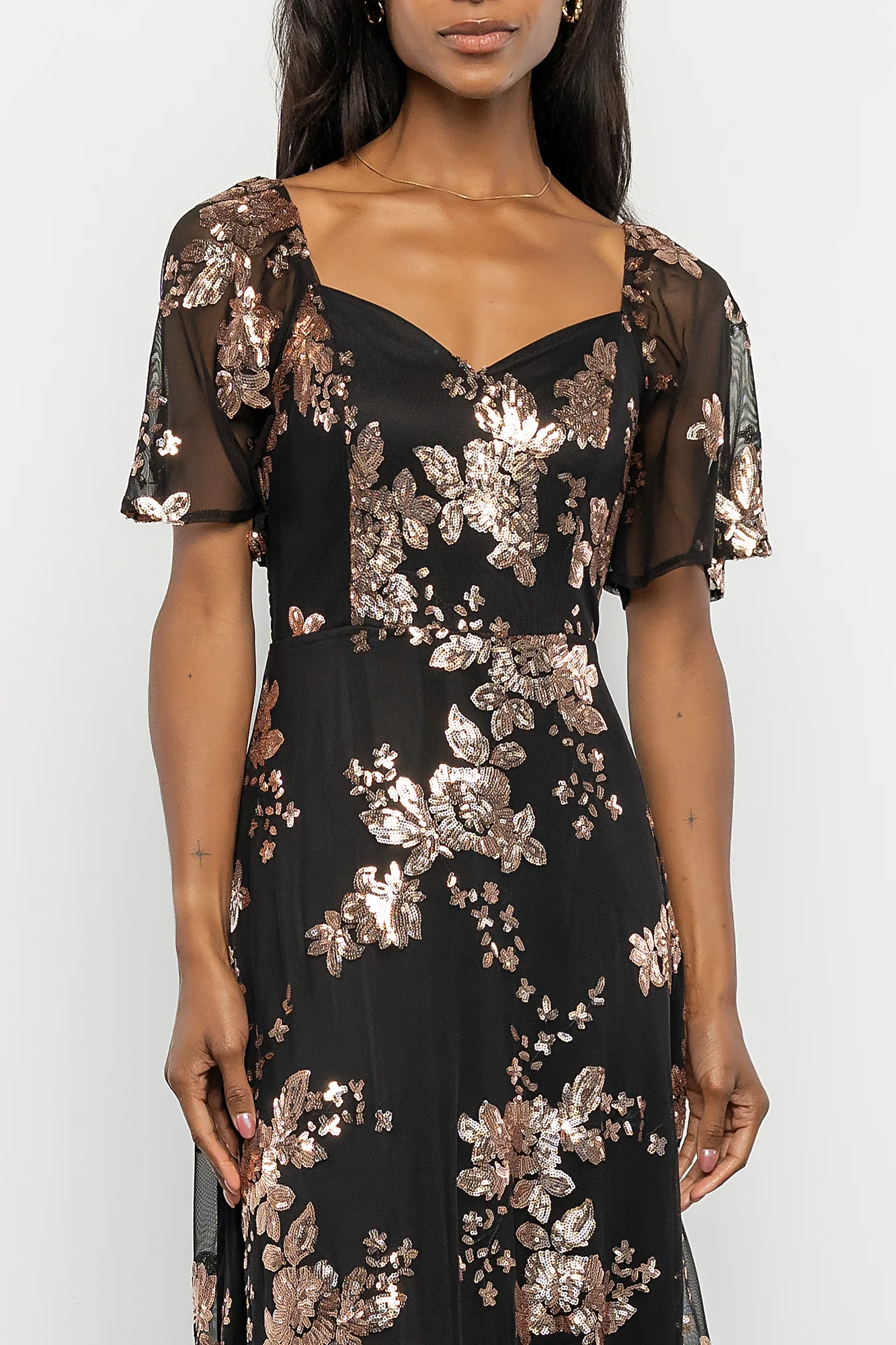 Karina Sequin Maxi Dress | Black + Gold