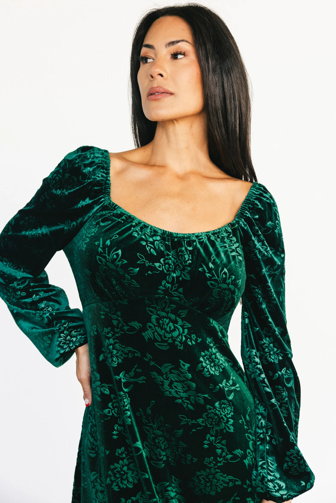 Audra Velvet Embossed Maxi Dress | Emerald