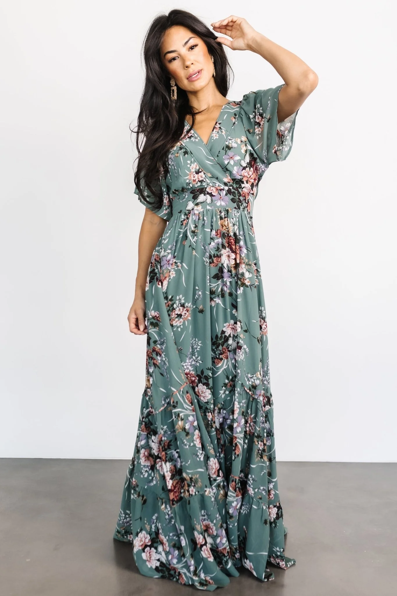 Katherine Maxi Dress | Dusty Green Floral