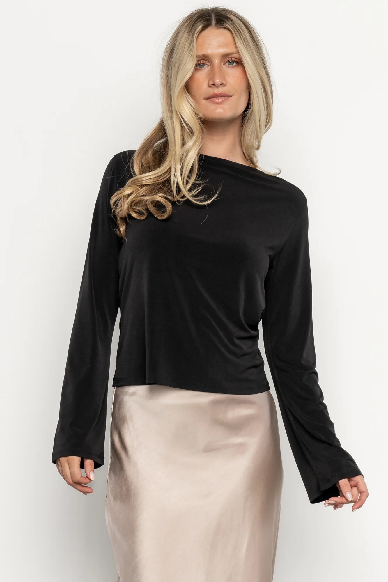 Tasia Drape Back Top | Black