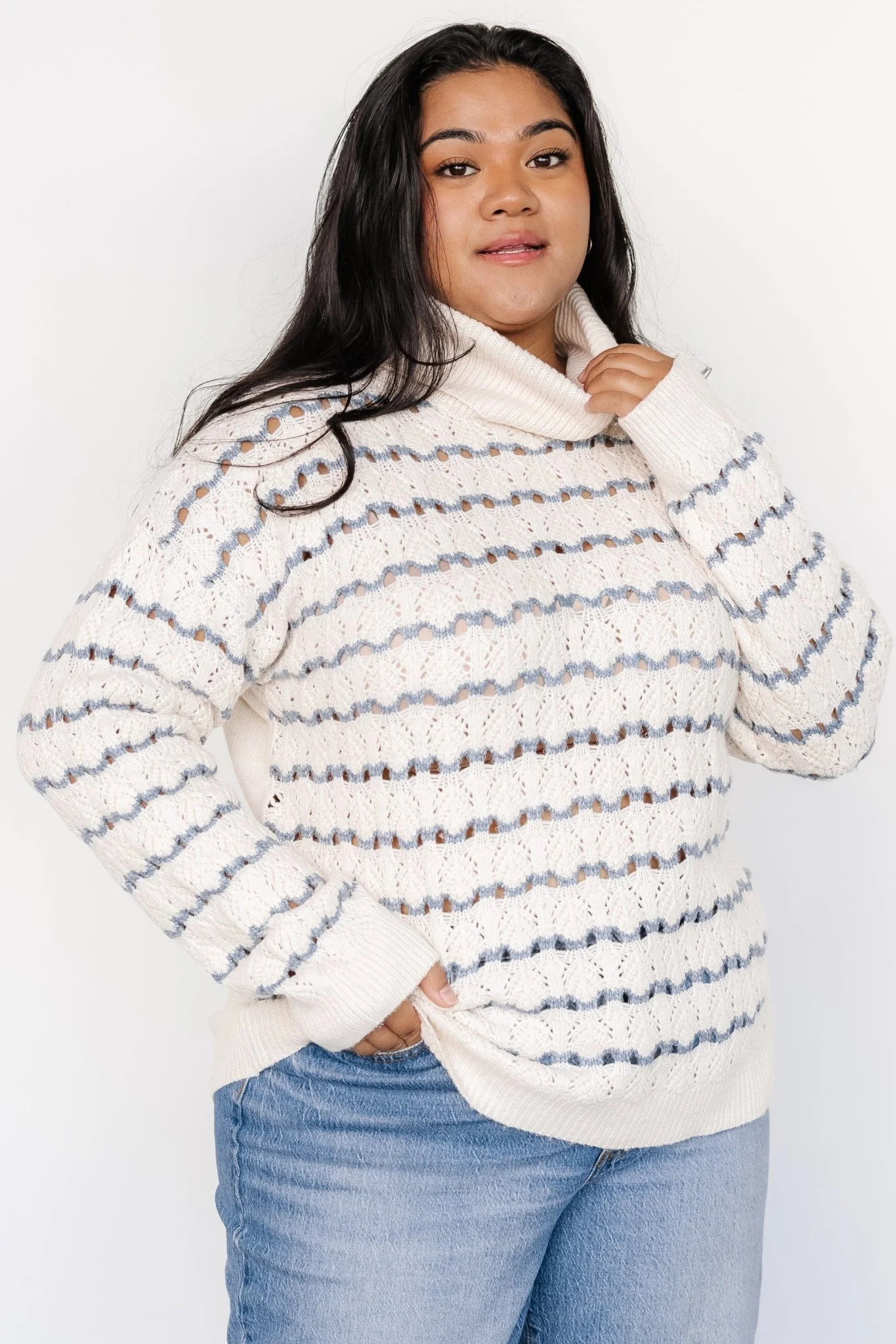 Hollis Knit Sweater | Ivory + Blue