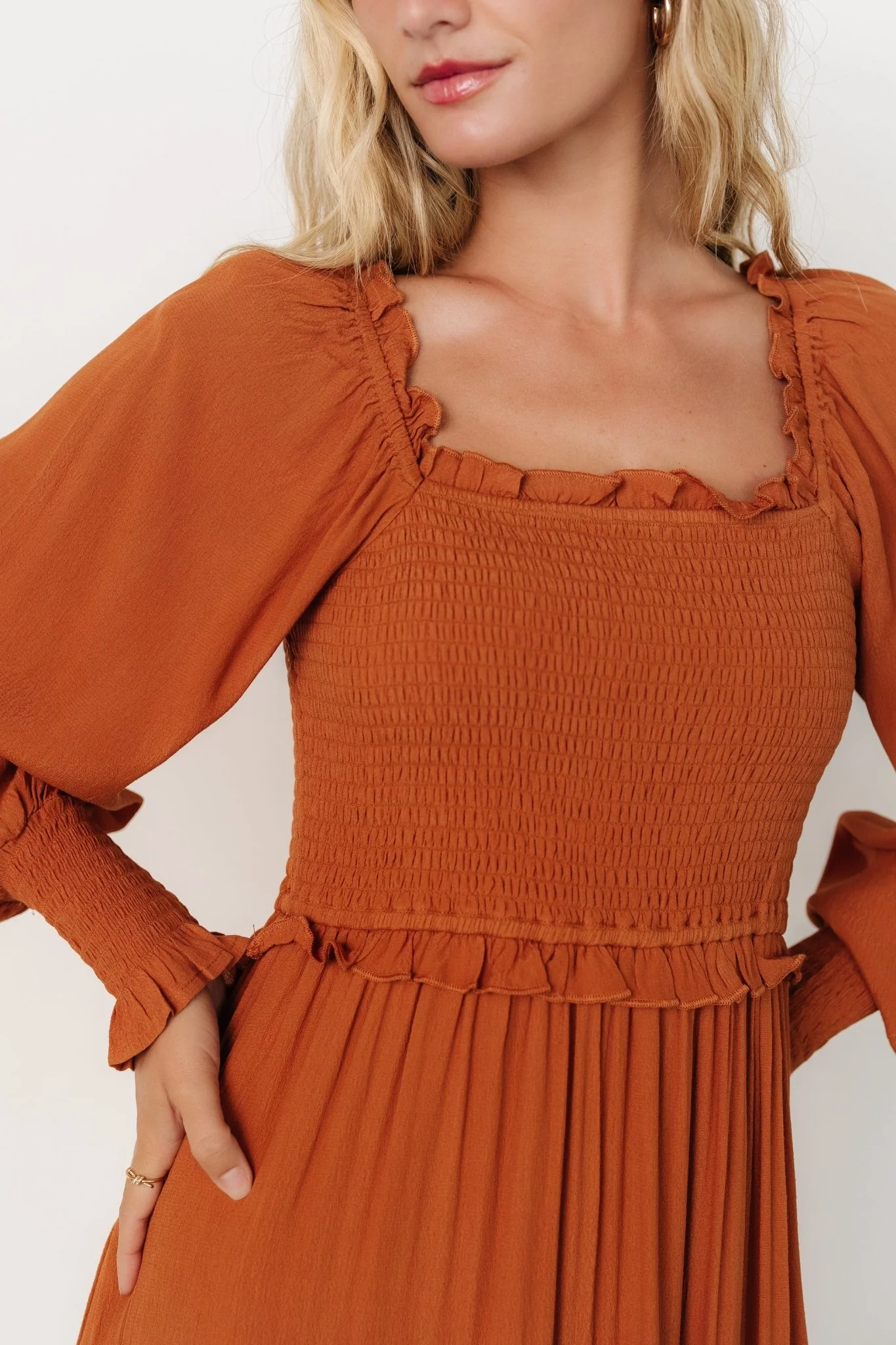 Lana Smocked Maxi Dress | Camel