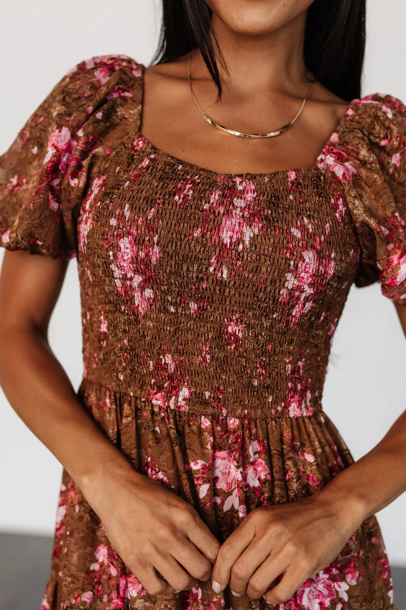 Lizzy Midi Dress | Copper + Pink