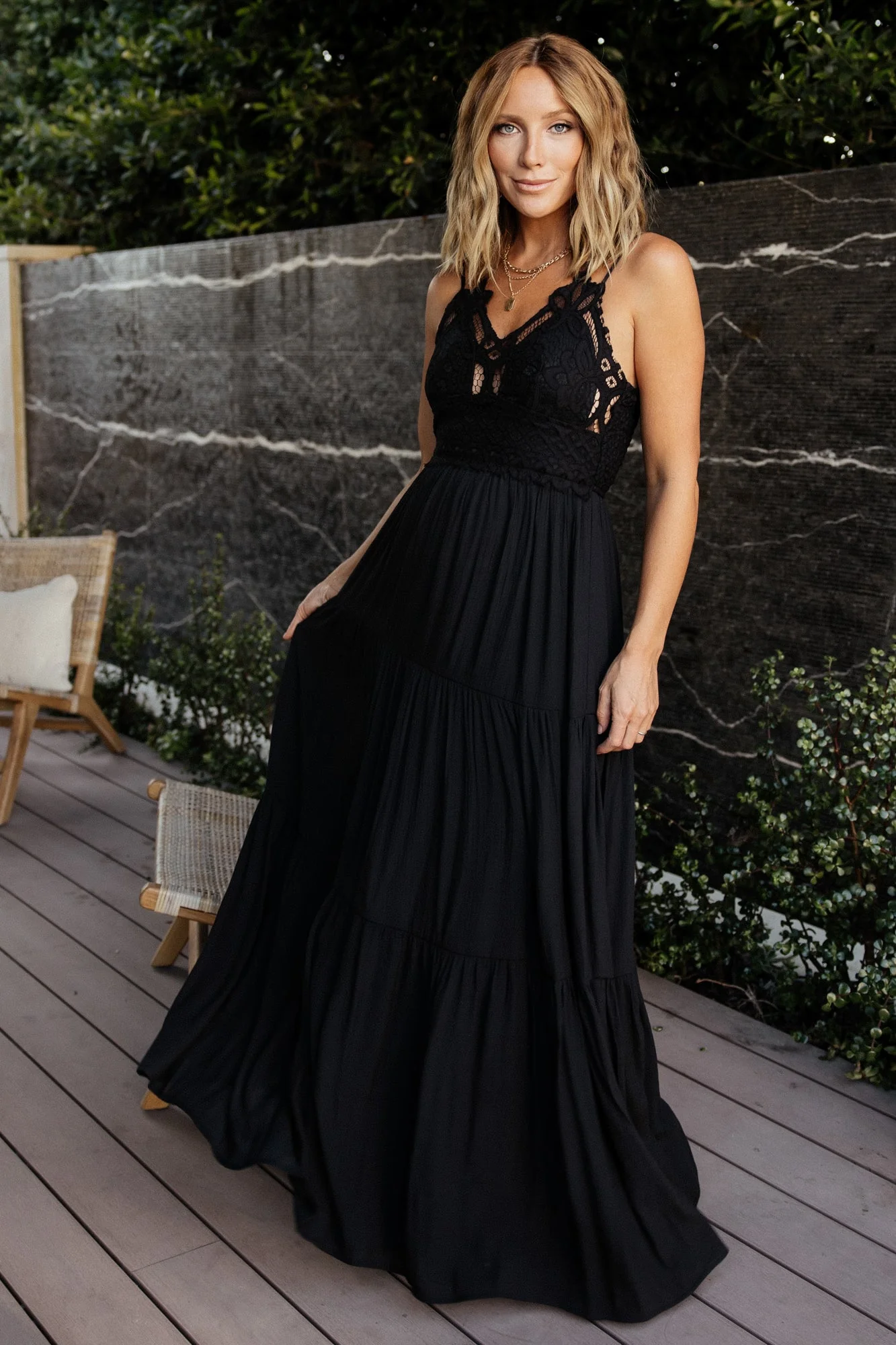 Summerlin Lace Top Maxi Dress | Black