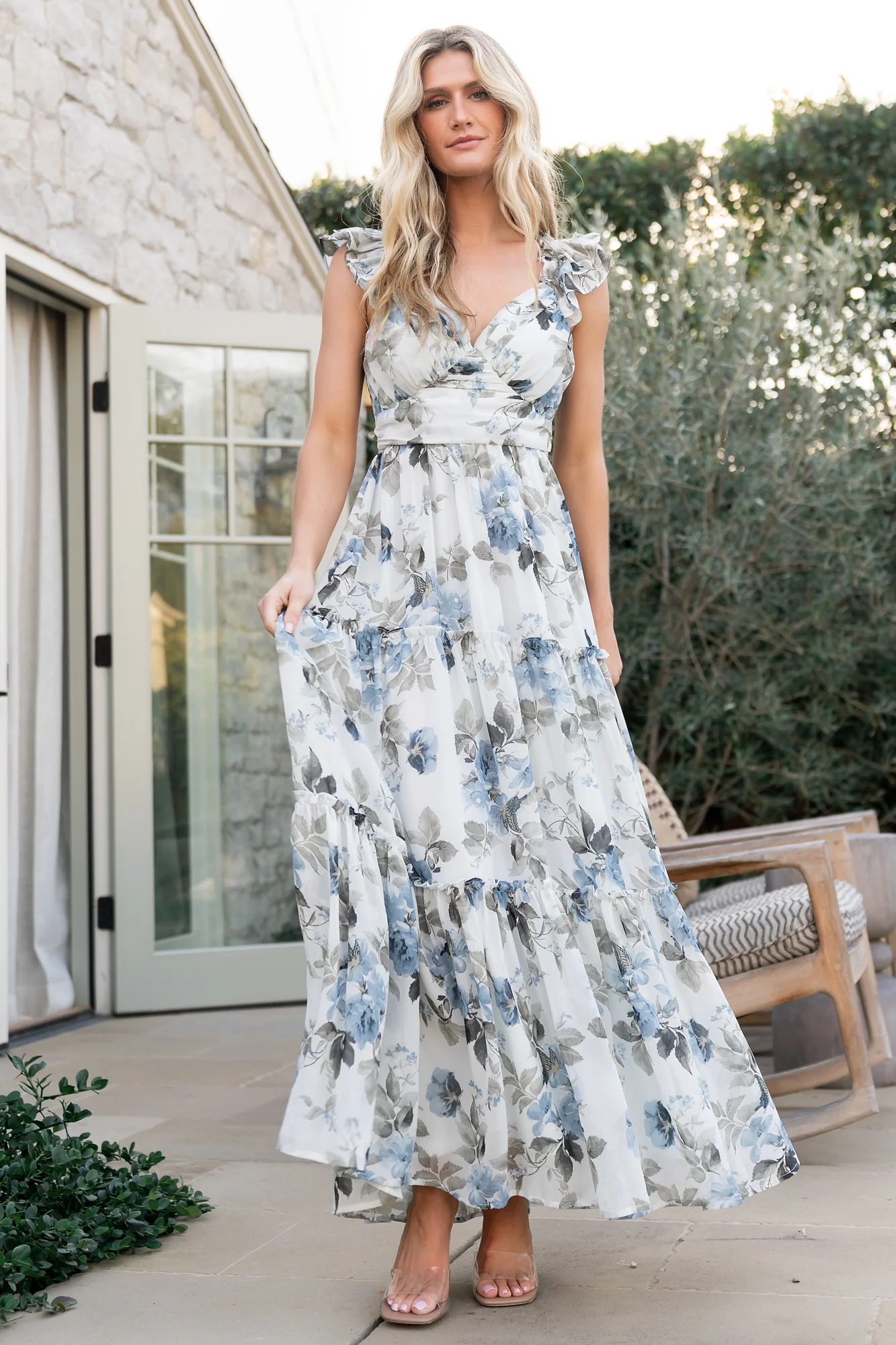 Martina Maxi Dress | Light Blue Floral