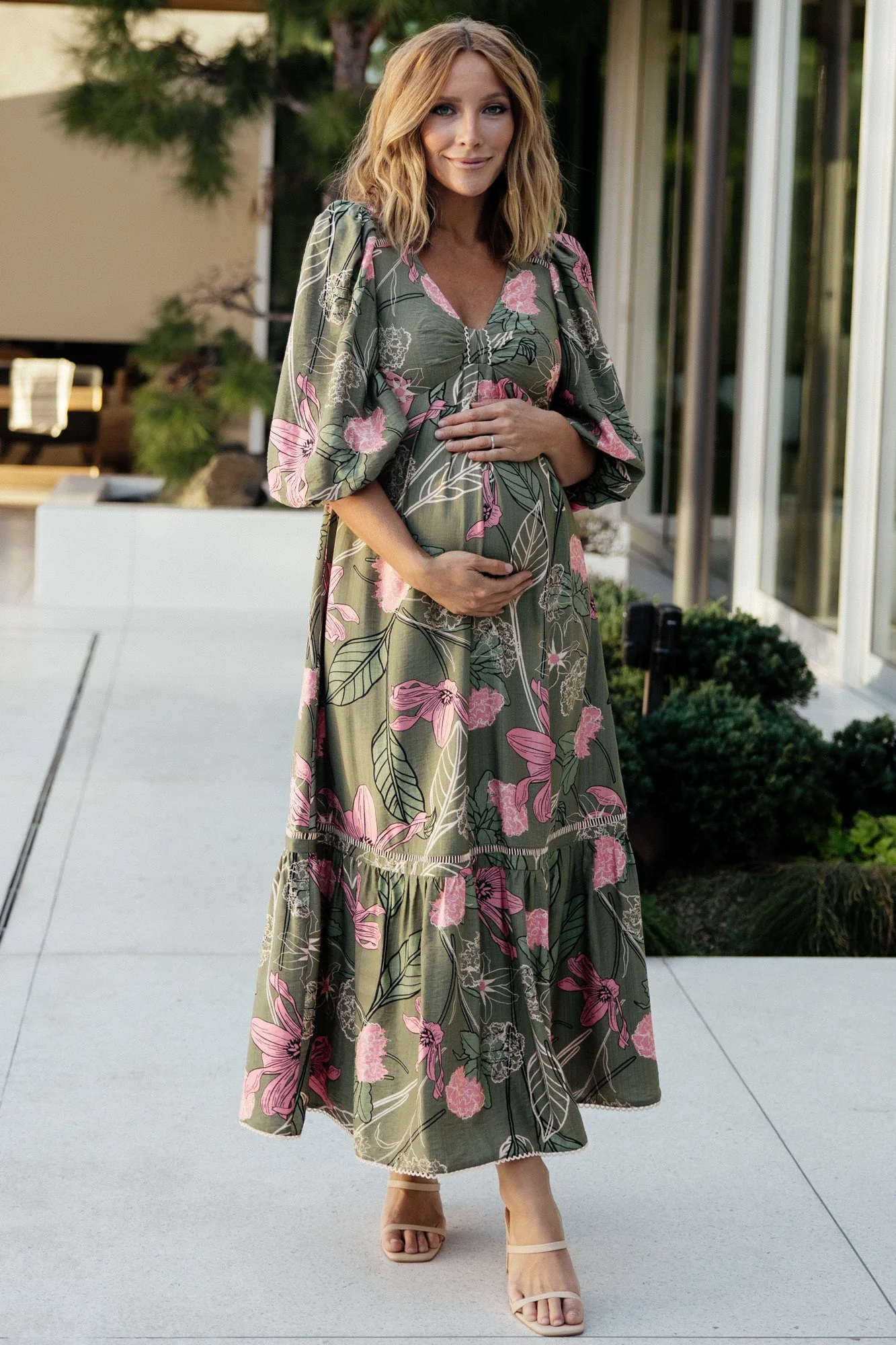 Lonna Dress | Olive + Fuschia Floral