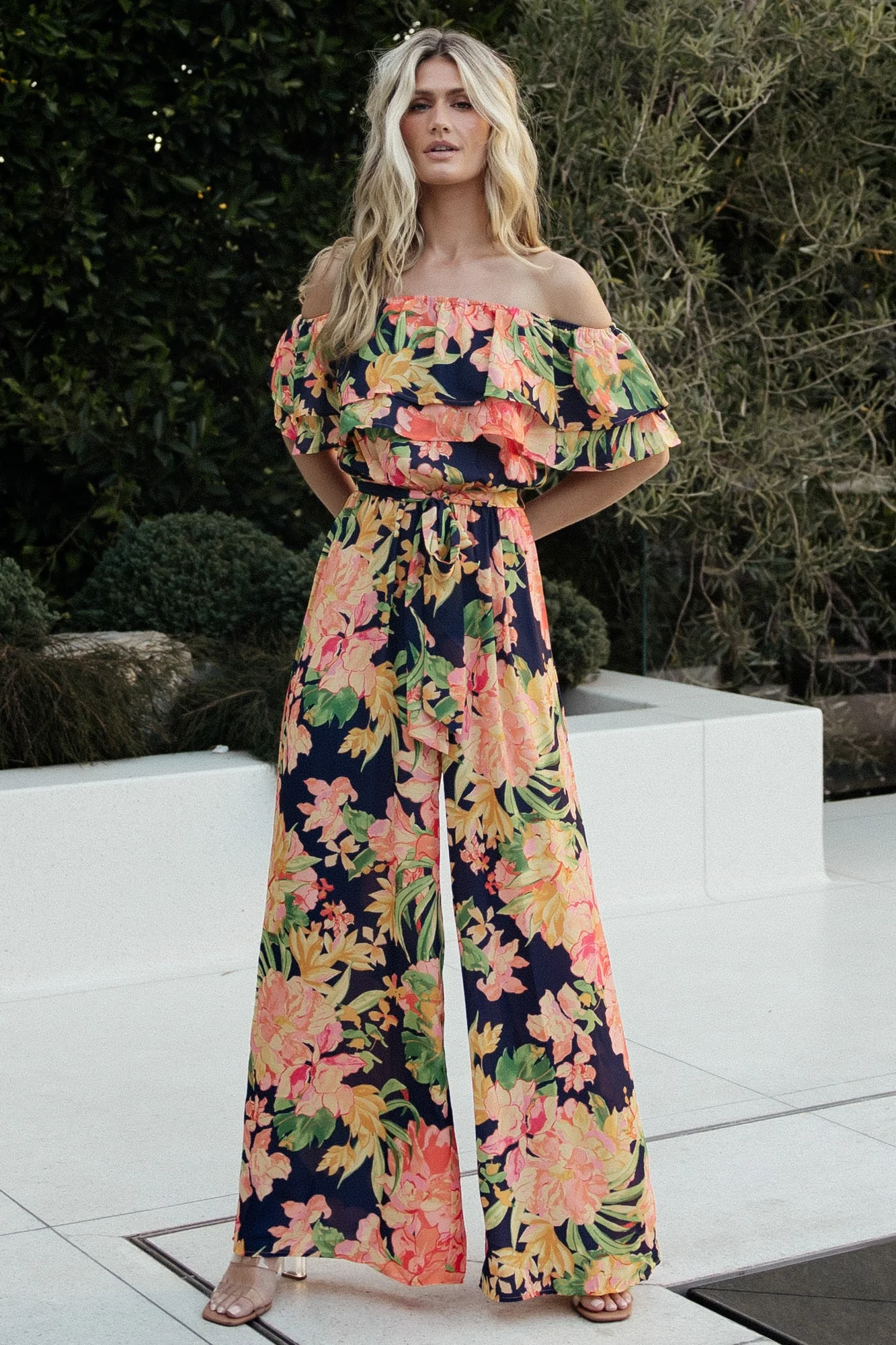 Capistrano Ruffle Jumpsuit | Navy Floral