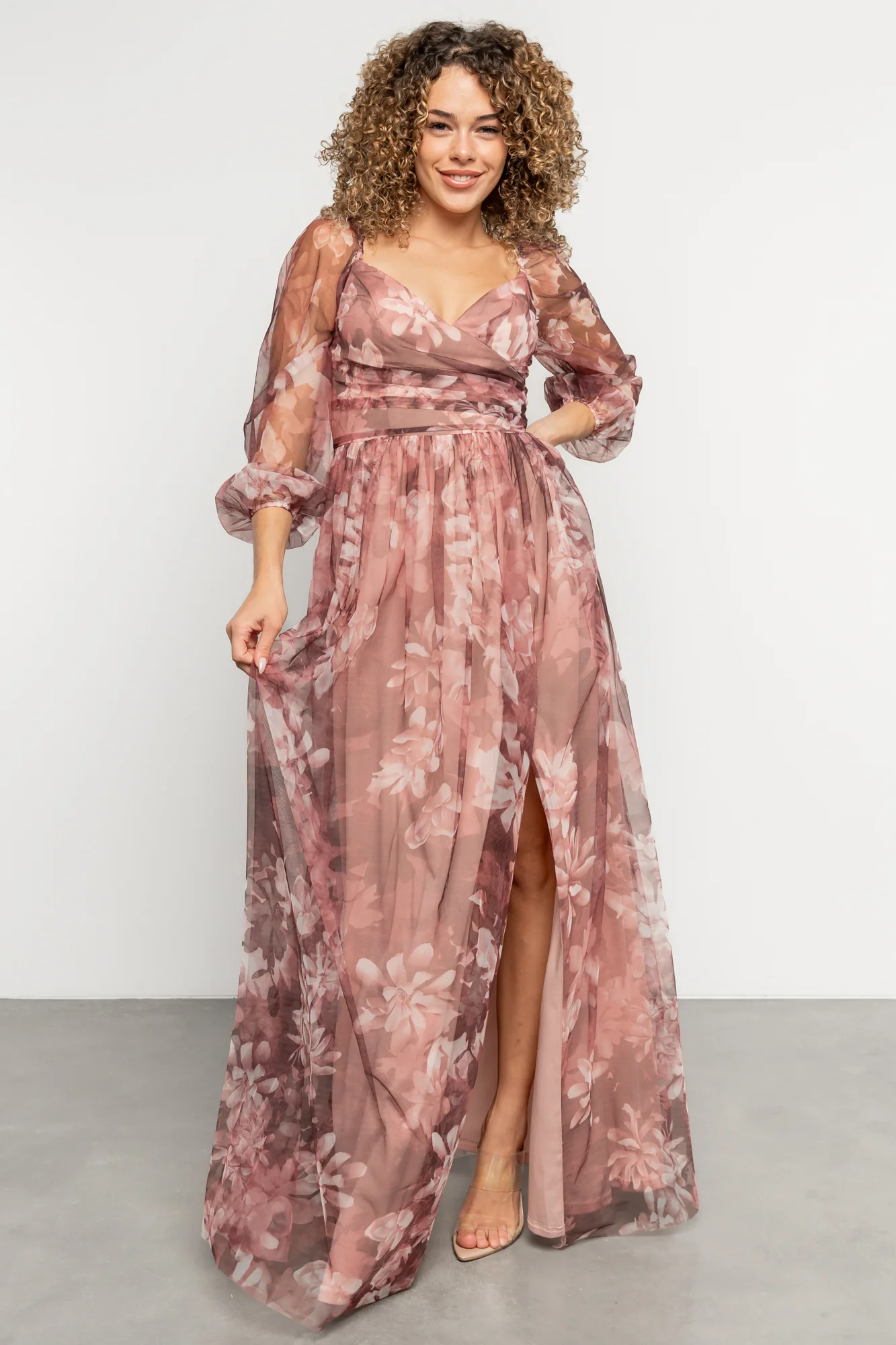 Nara Tulle Maxi Dress | Deep Mauve Floral