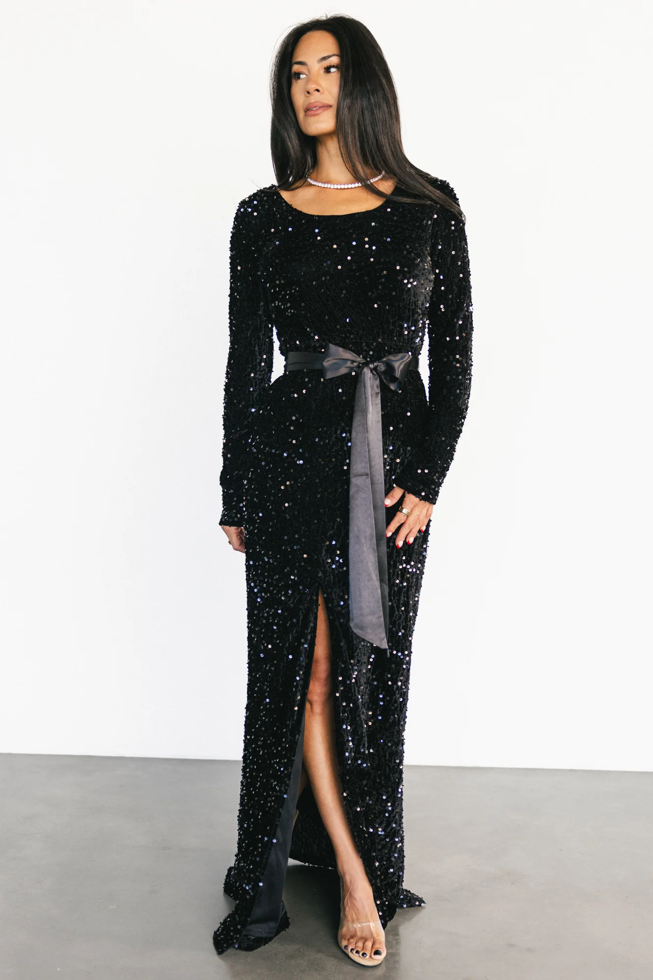 Julia Sequin Maxi Dress | Black