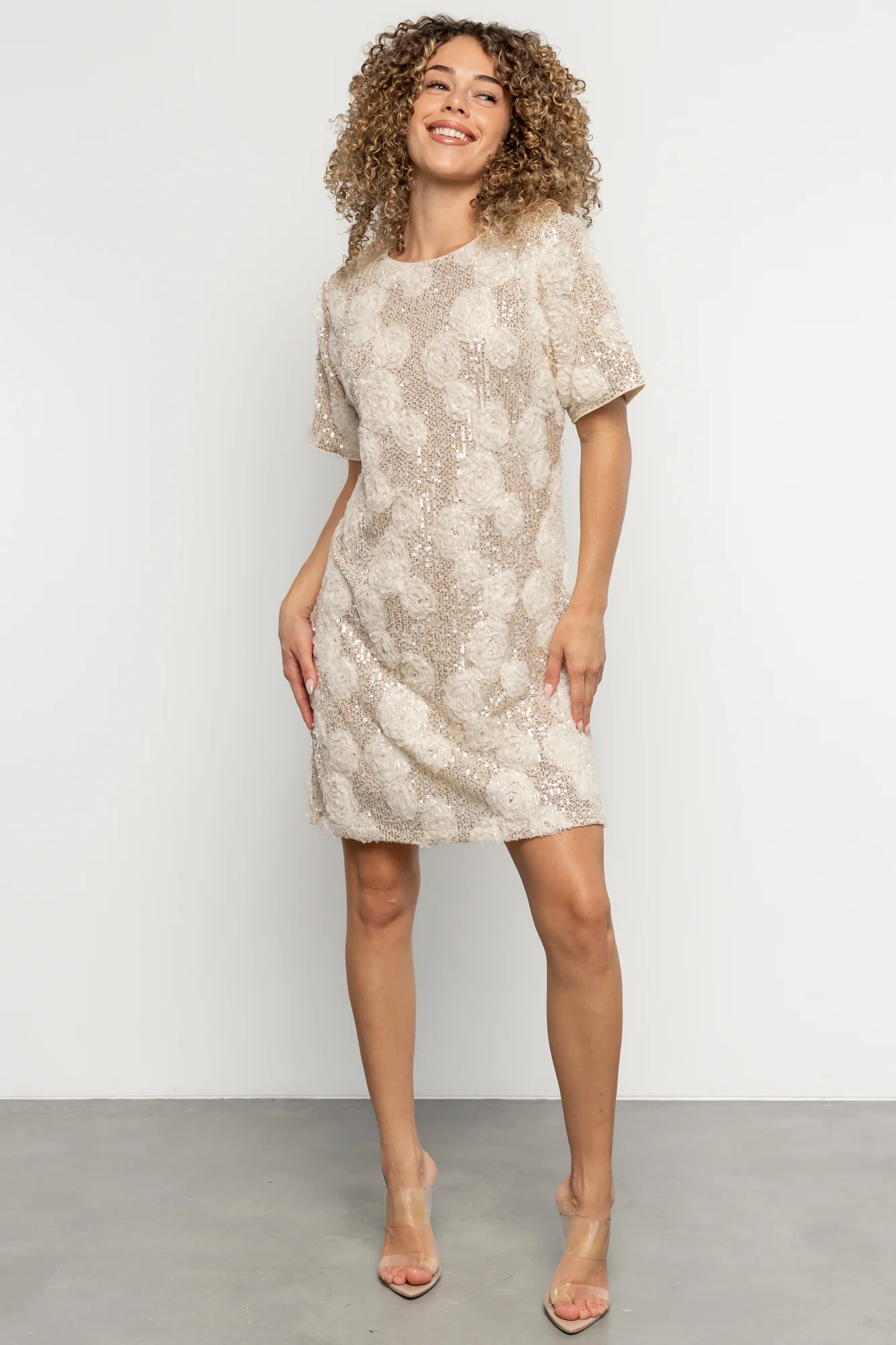Rhea Sequin Short Dress | Ivory