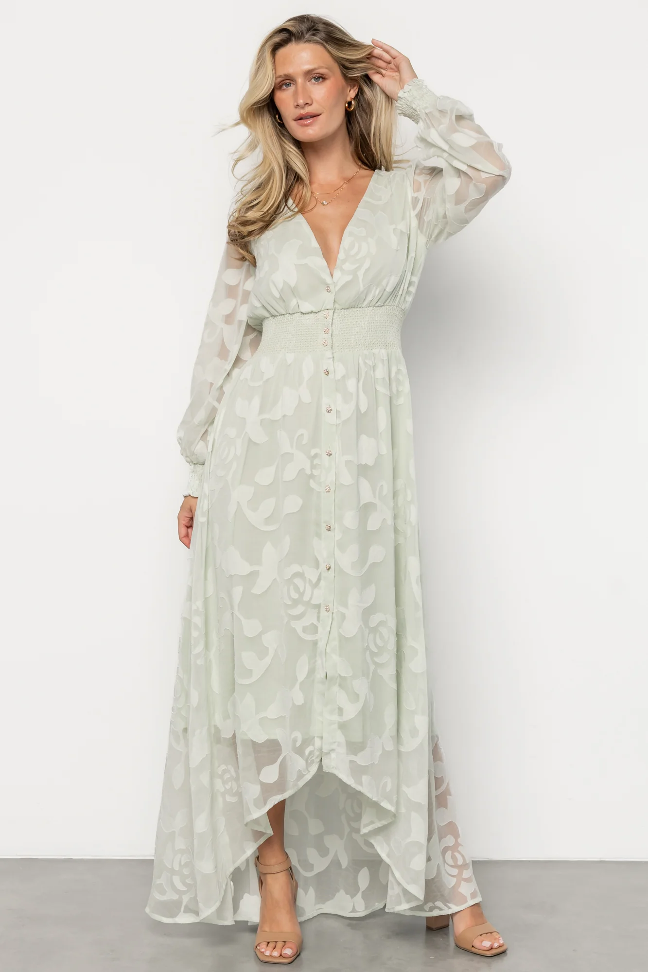 Daniella High Low Maxi Dress | Light Sage