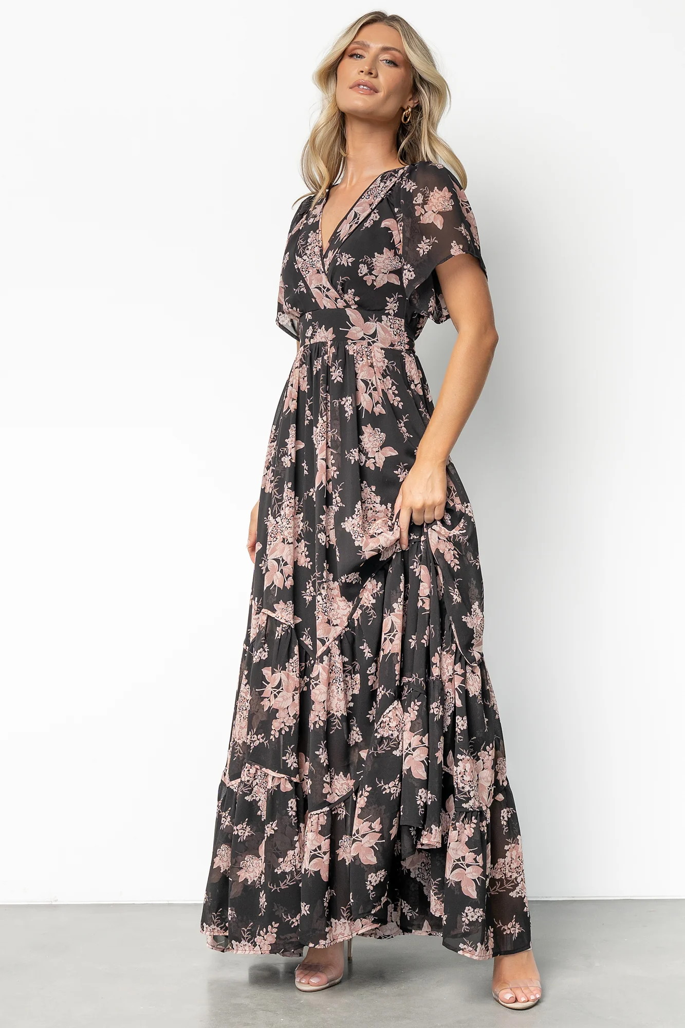 Katherine Maxi Dress | Black + Blush Floral
