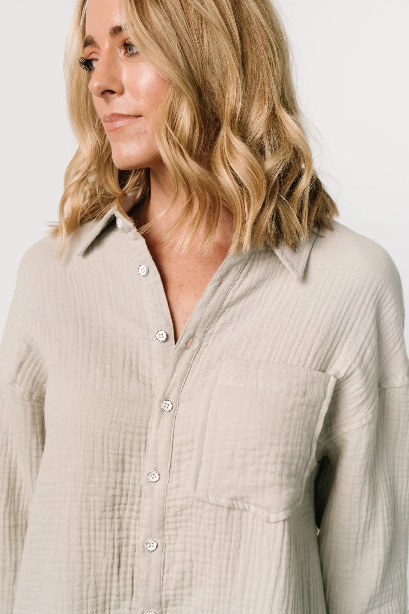 Andres Button Shirt Dress | Light Sage
