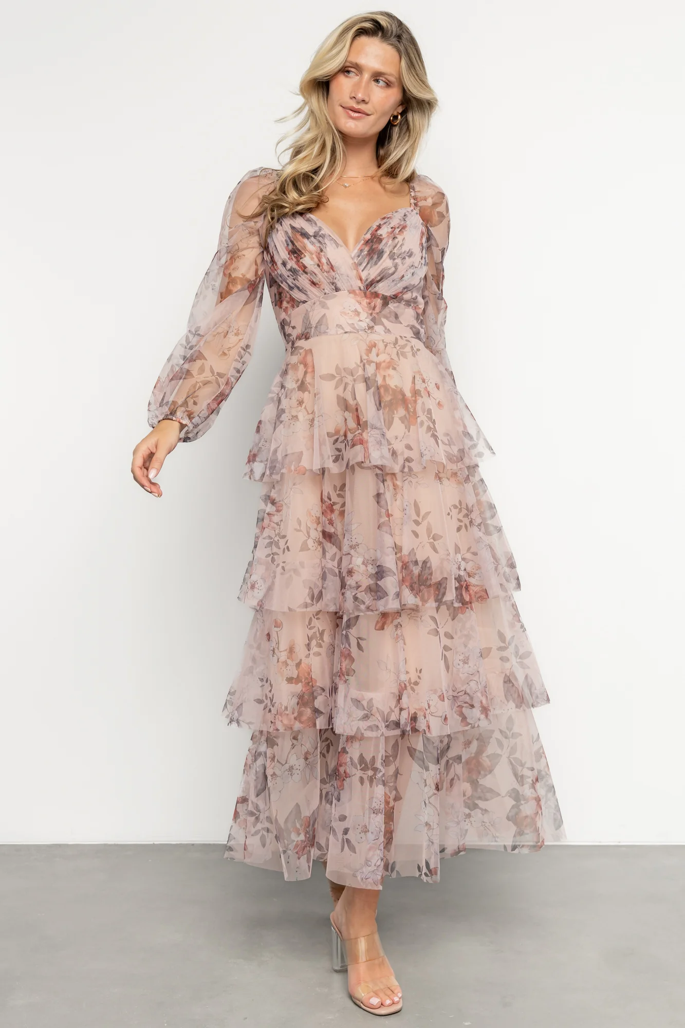 Tessa Tiered Maxi Dress | Pale Blush Floral