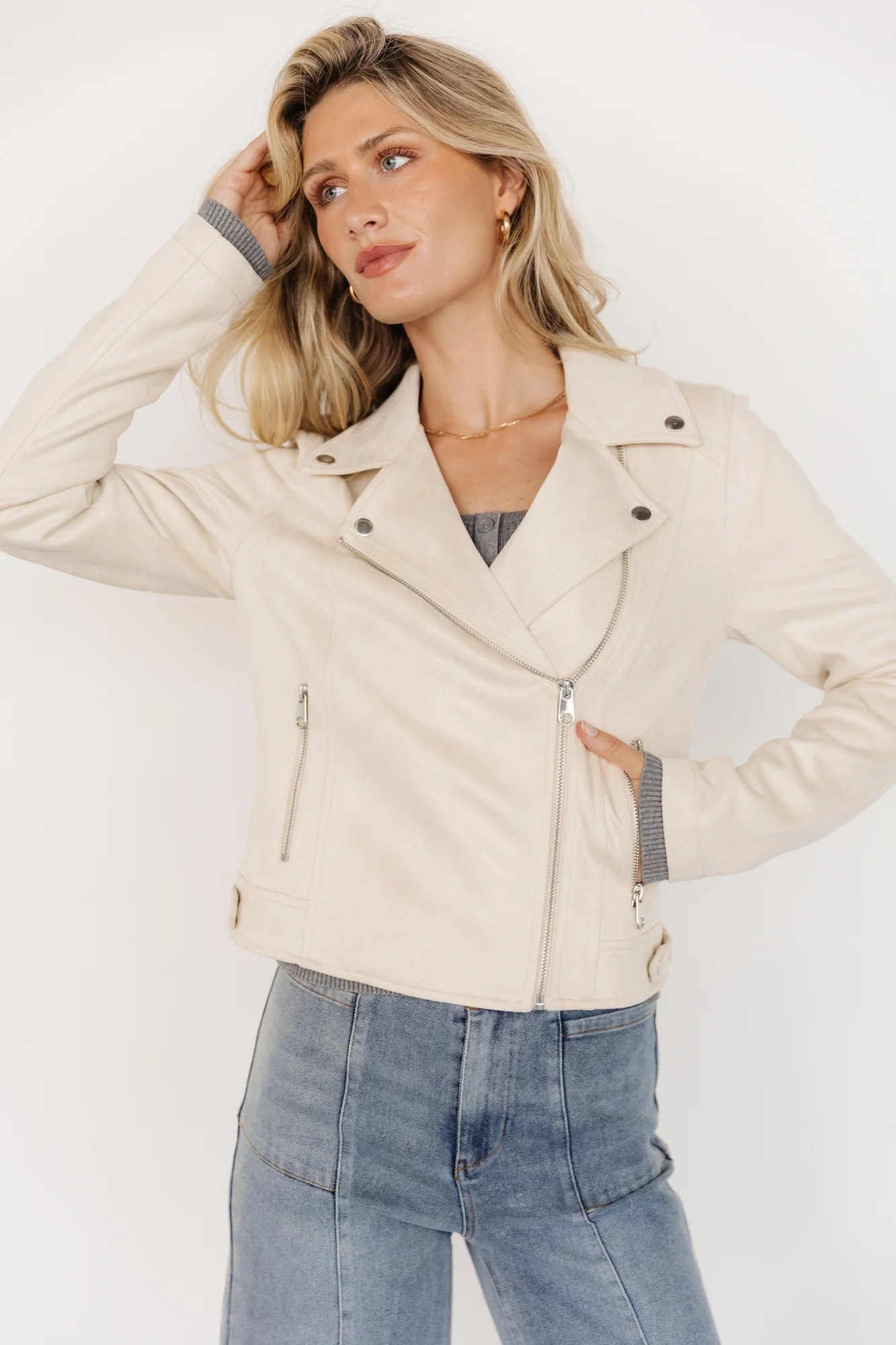 Marisa Faux Suede Jacket | Ivory