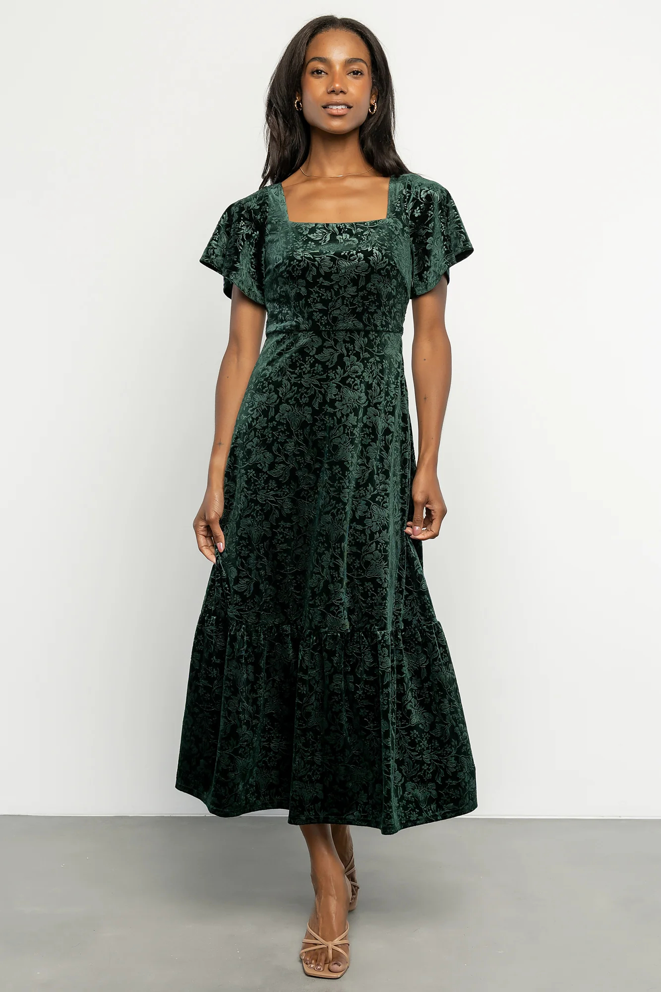 Eirene Velvet Dress | Emerald