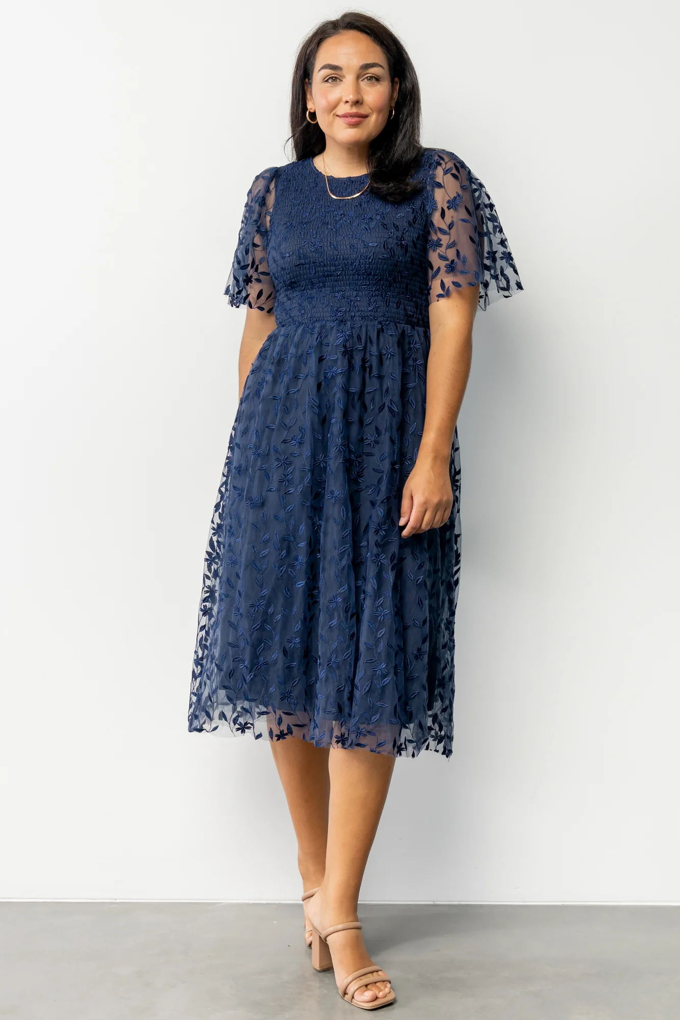 Kendra Embroidered Dress | Navy