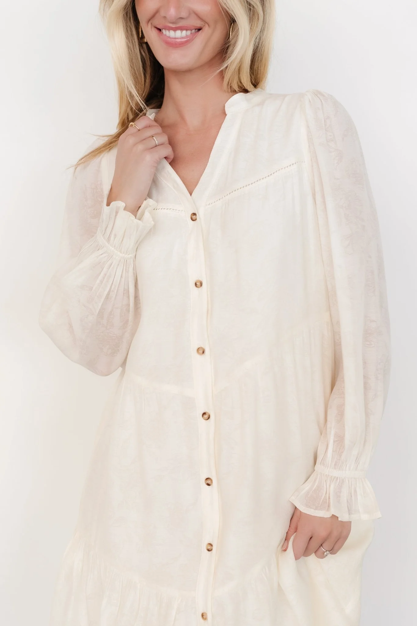 Brenna Button Midi Dress | Cream