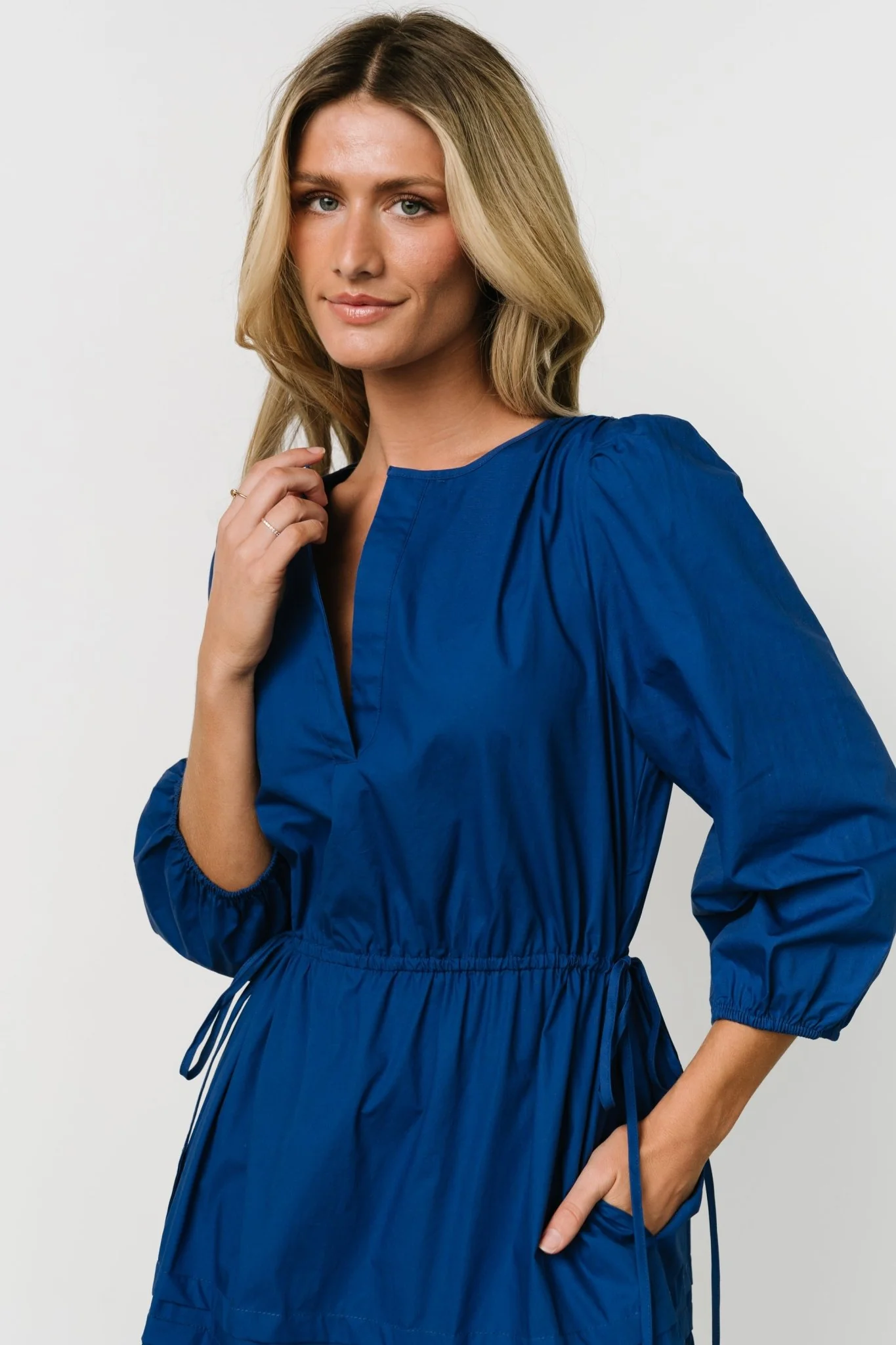 Santa Fe Poplin Midi Dress | Cobalt