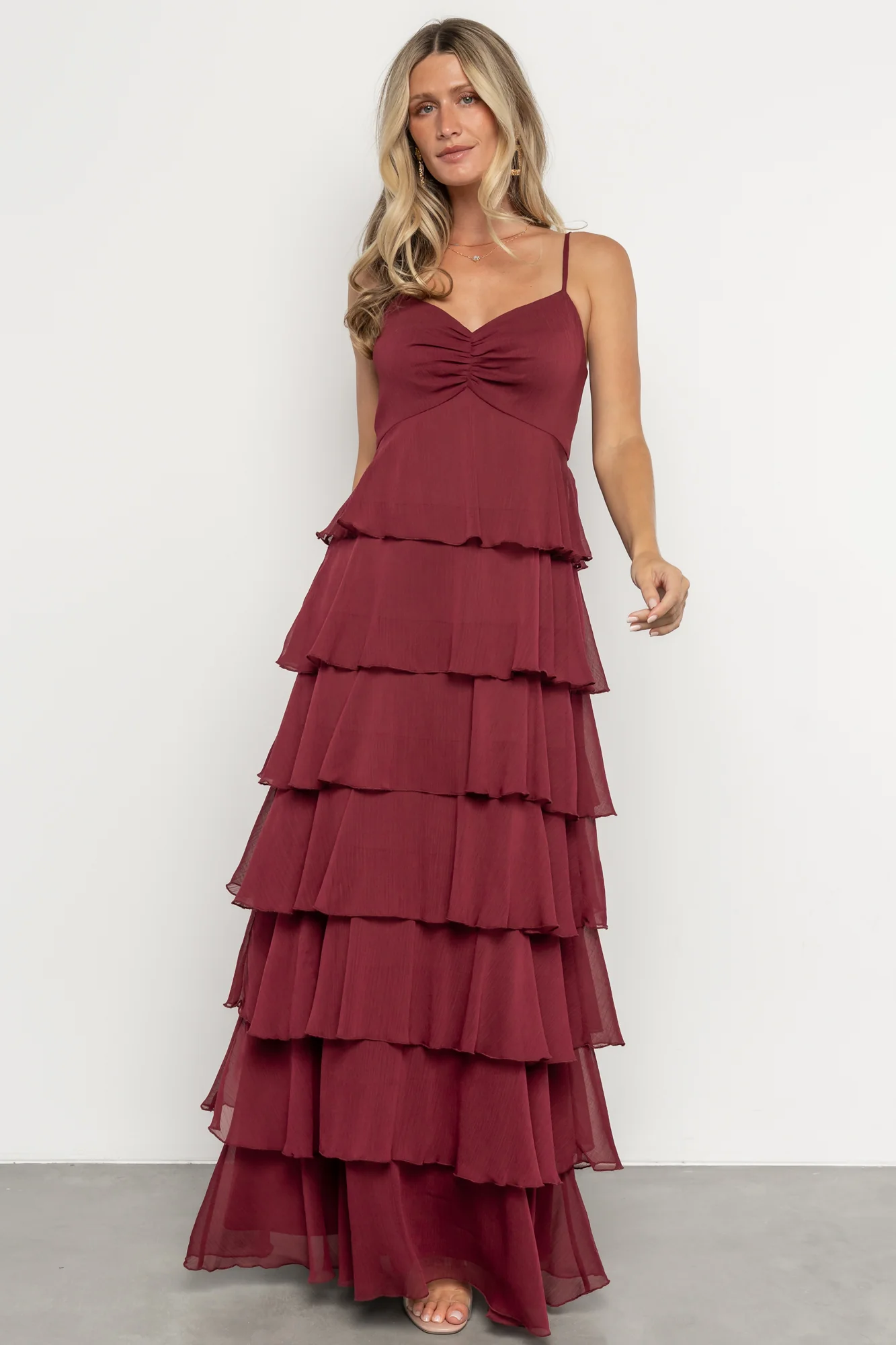 Tiana Tiered Maxi Dress | Burgundy