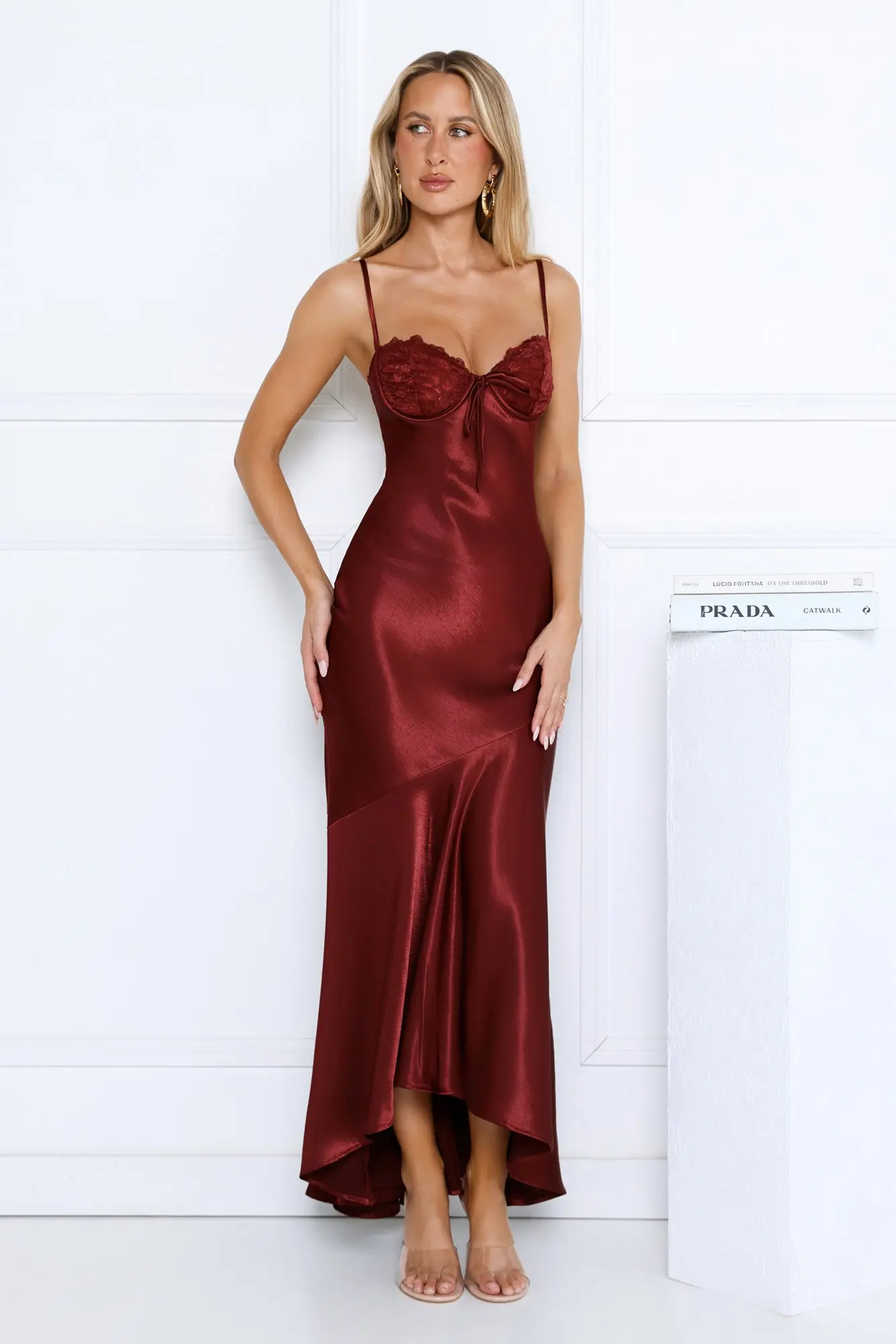 Nightfall Chic Satin Maxi Dress Burgundy