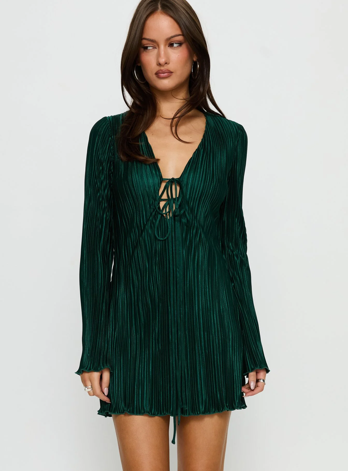 Malop Long Sleeve Mini Dress Emerald