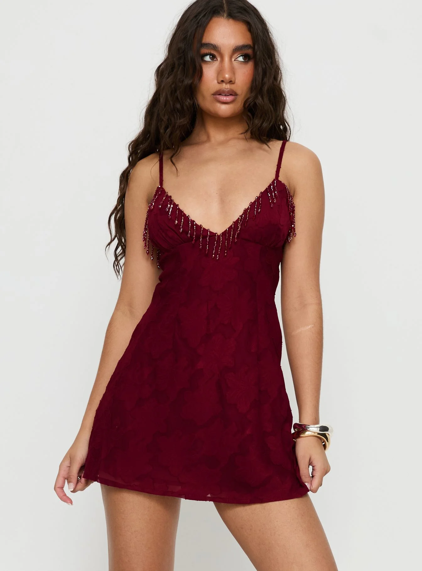Tanisha Drop Neckline Mini Dress Red