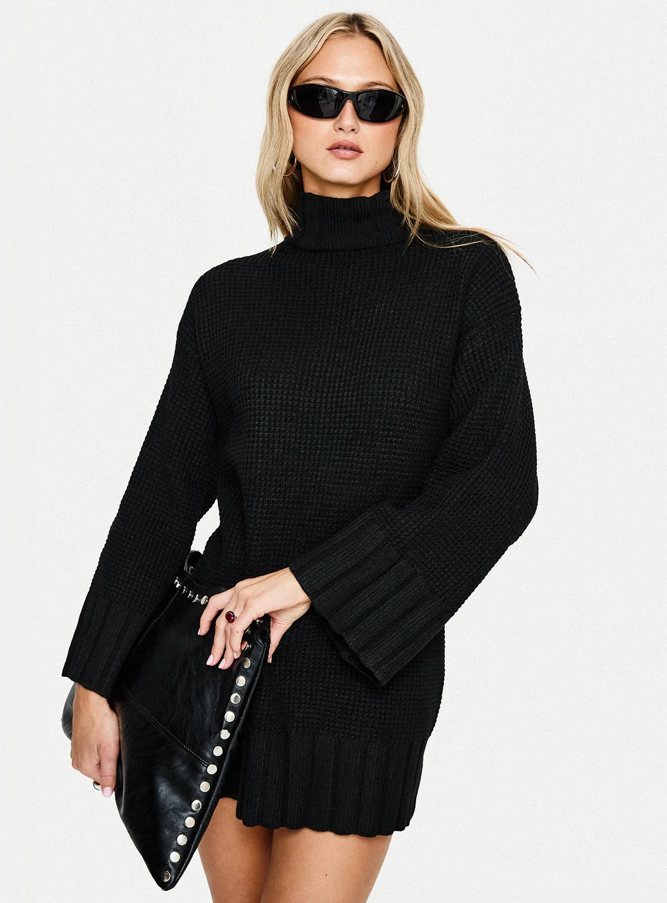 Tarin Long Sleeve Knit Mini Dress Black