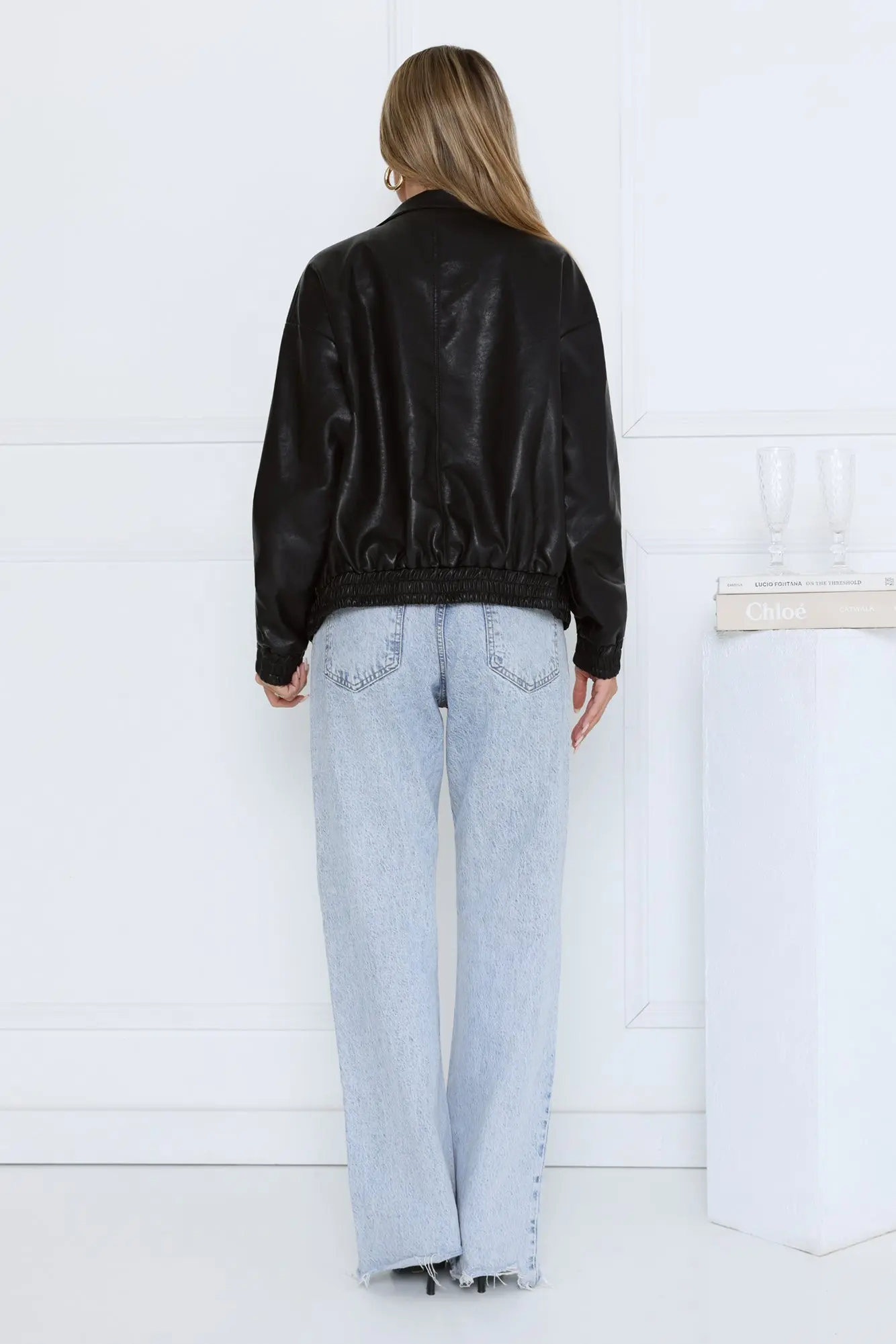 Spinning Pretty Faux Leather Jacket Black