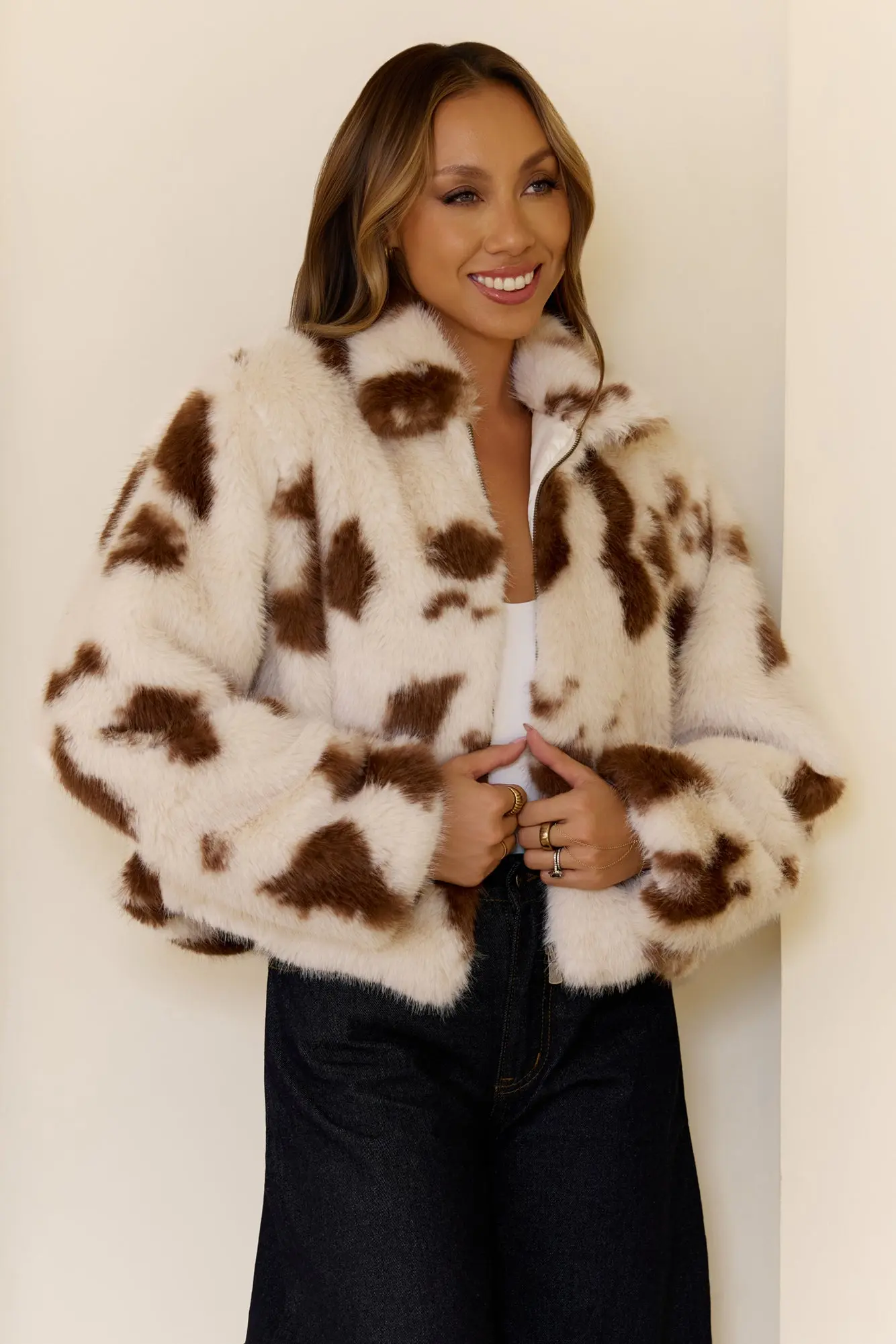 Dark Hour Darling Faux Fur Jacket Ivory