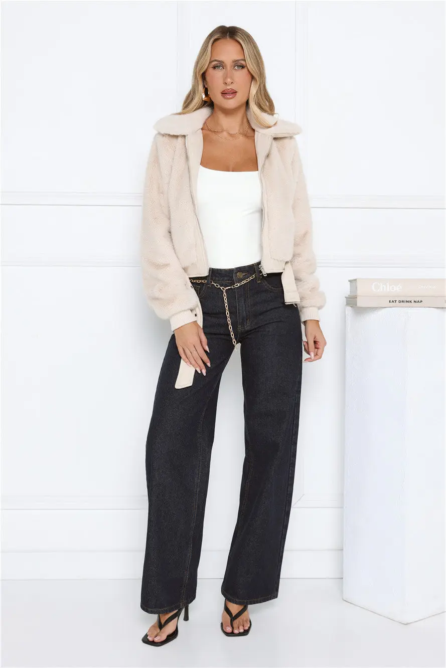 Plush Princess Faux Fur Jacket Cream