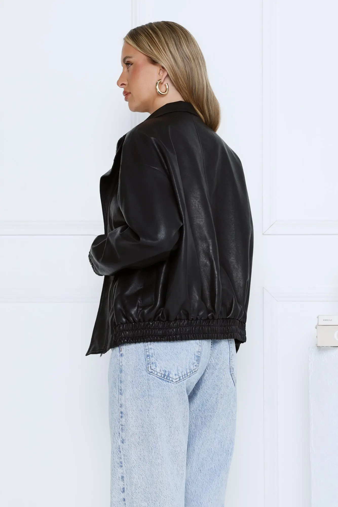 Spinning Pretty Faux Leather Jacket Black