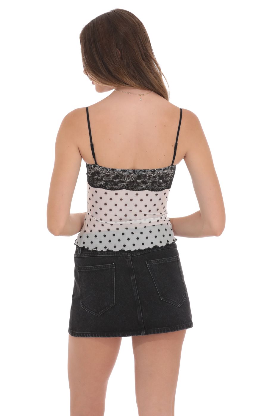Lace Bust Polka Dot Top in White