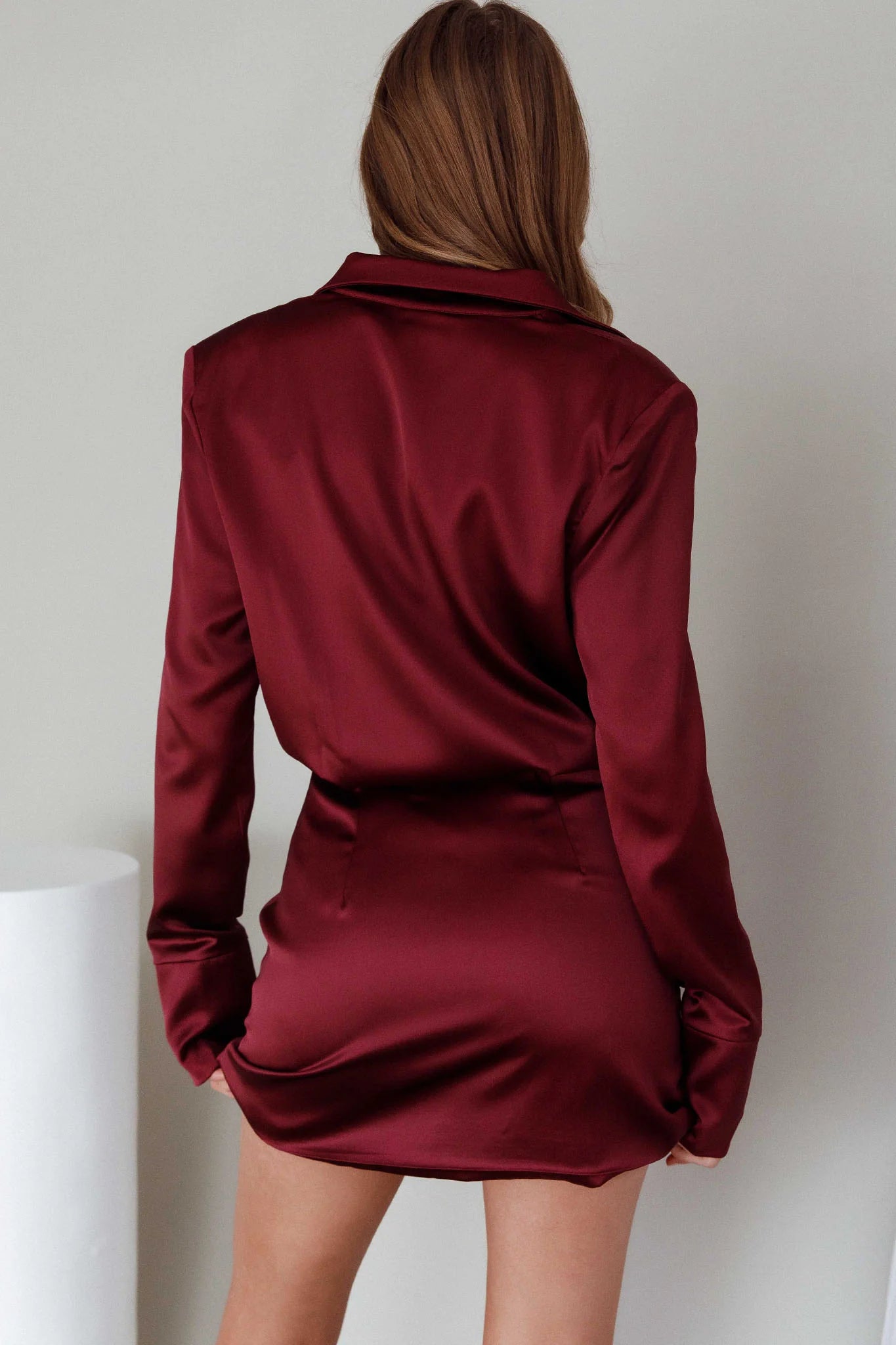 Lisbeth Collared Shirt Dress Burgundy