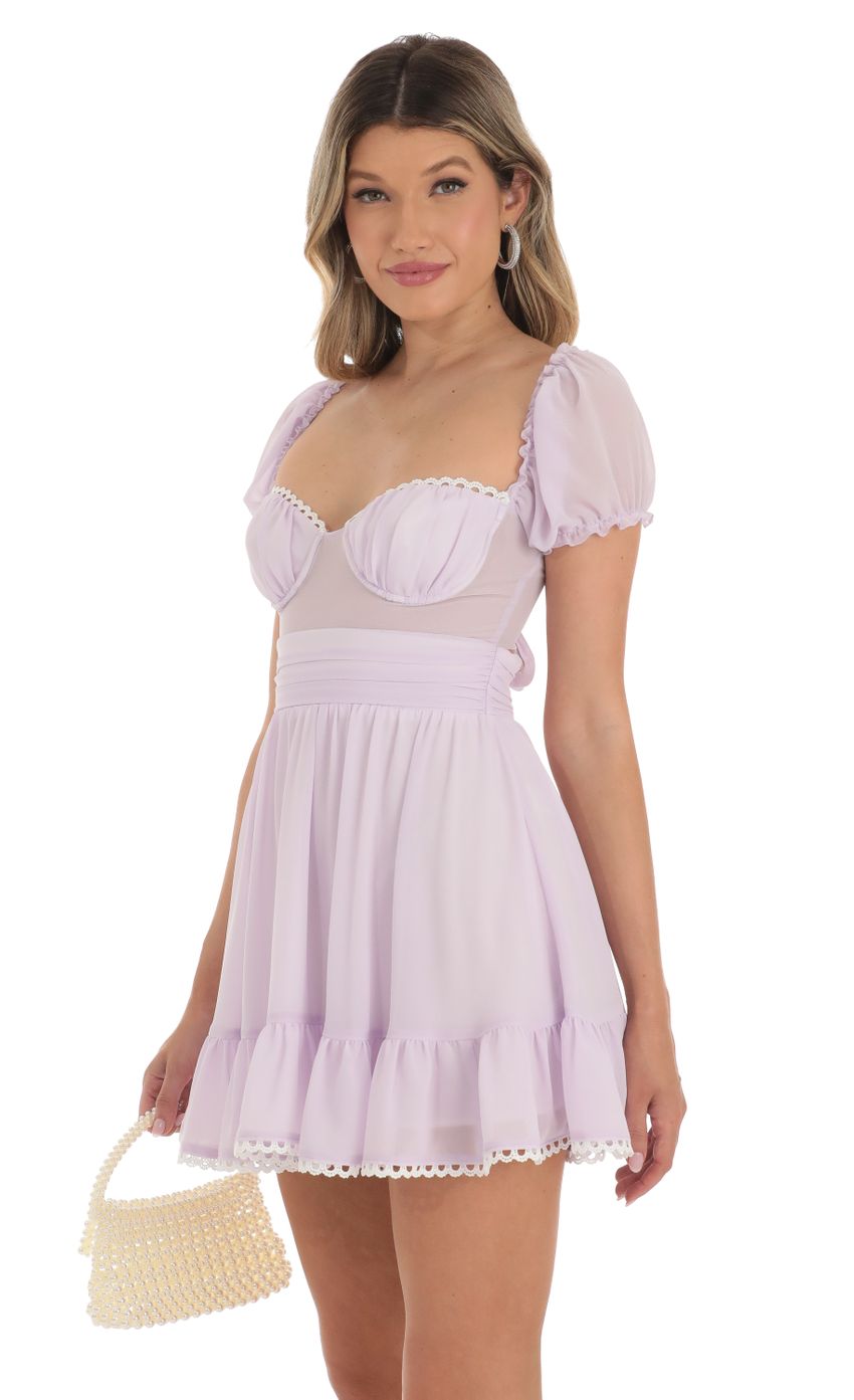 Puff Sleeve Dress in Purple