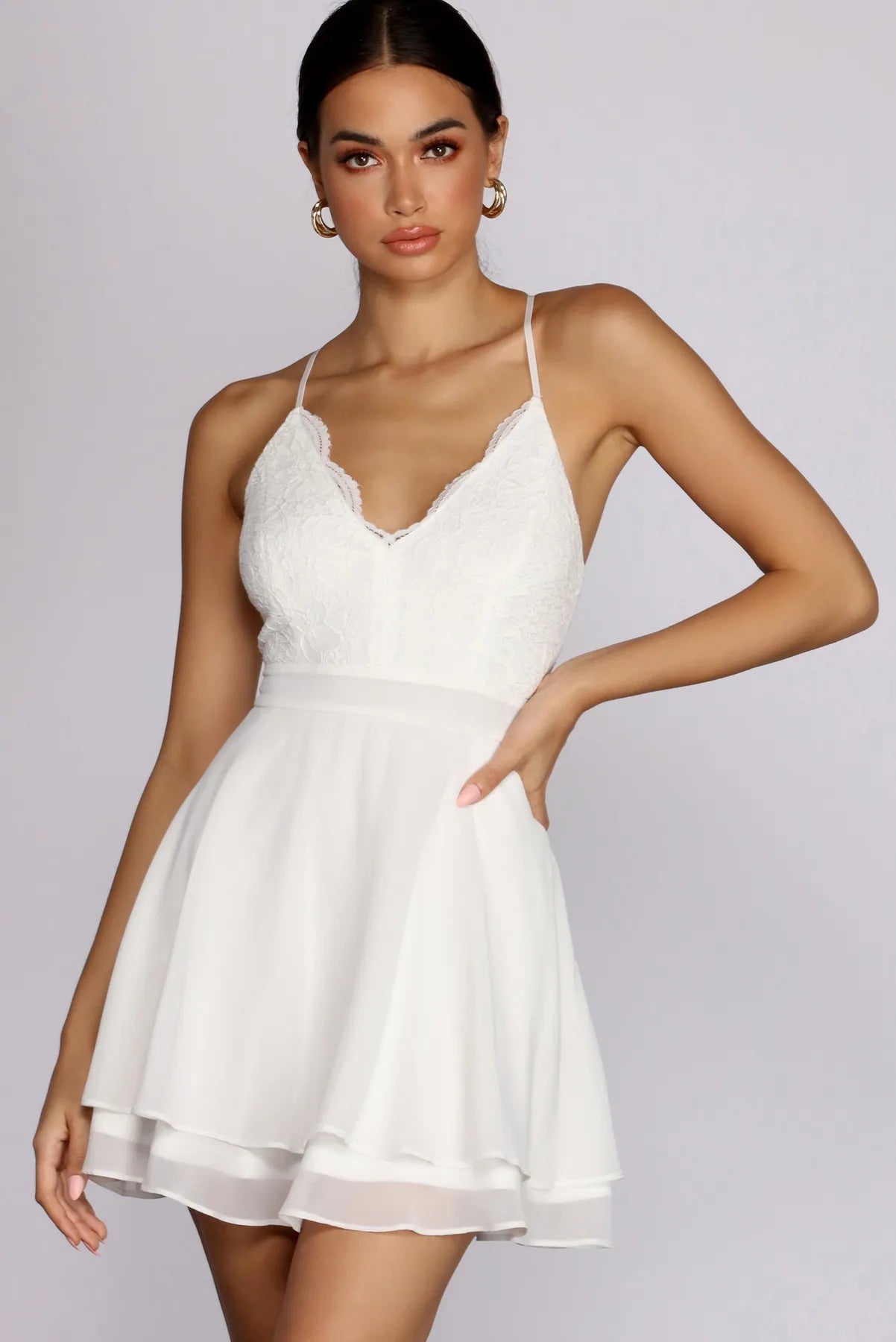 Lace Stunner Layered Skater Dress