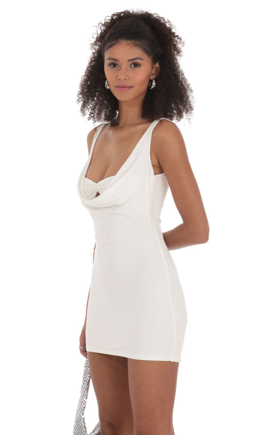 Plunge Neck Bodycon Dress in White