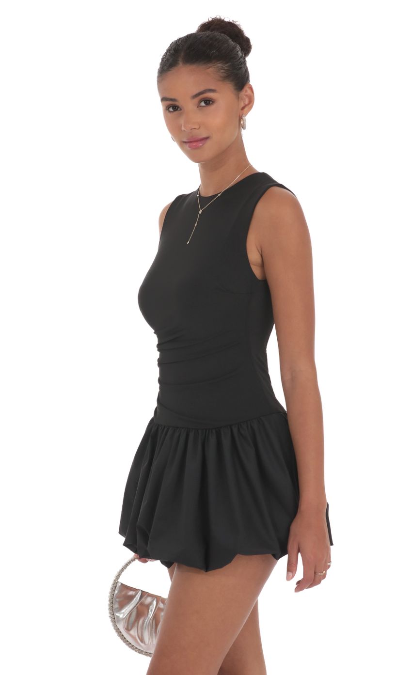 High Neck Bubble Dress in Black