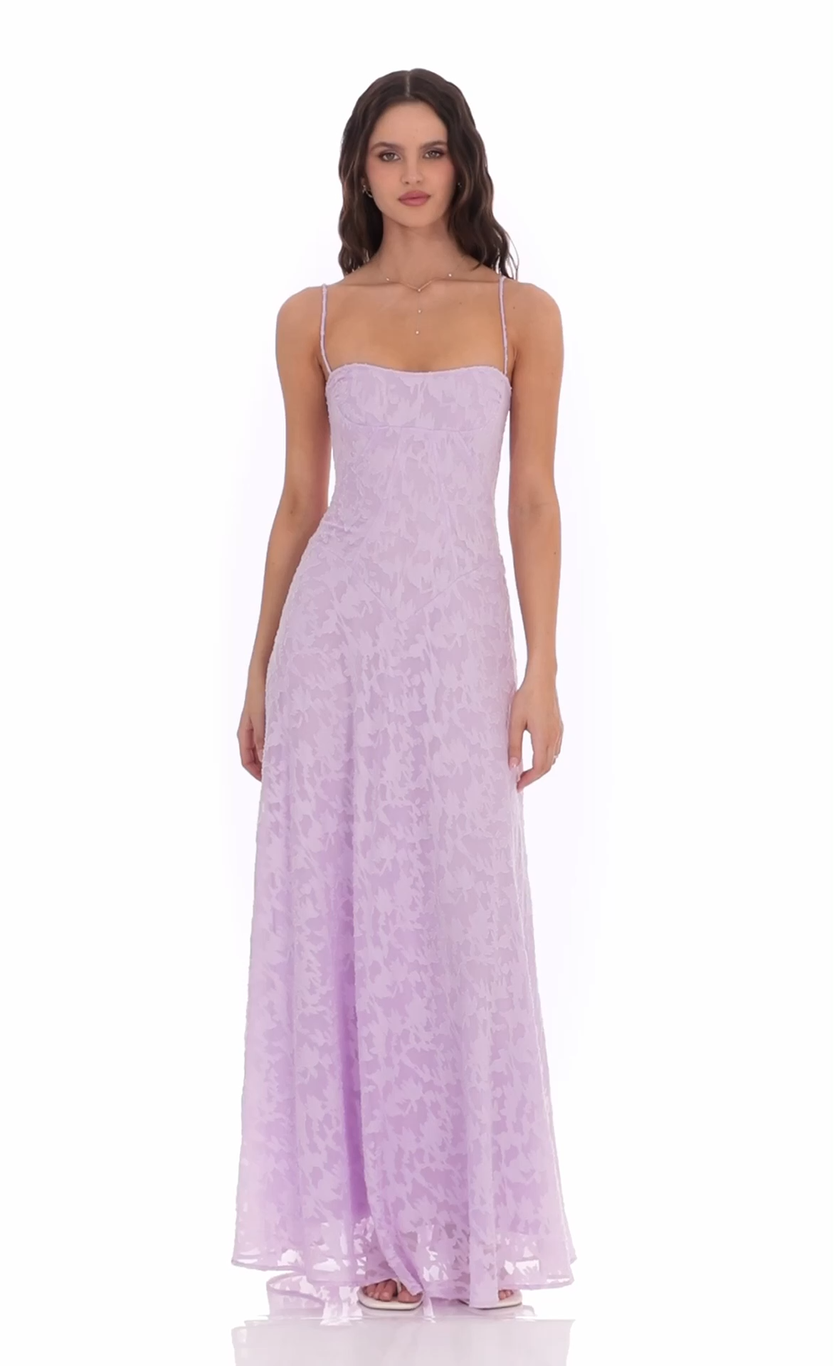 Burnout Lace-Up Maxi Dress in Lavender