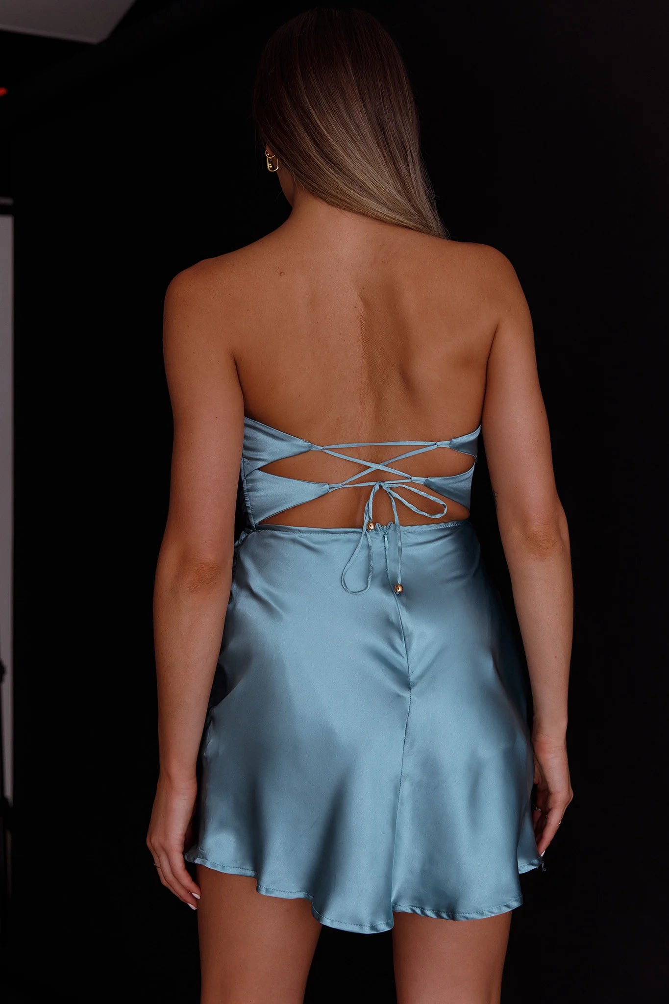 Good Impression Double Twist Mini Dress Blue