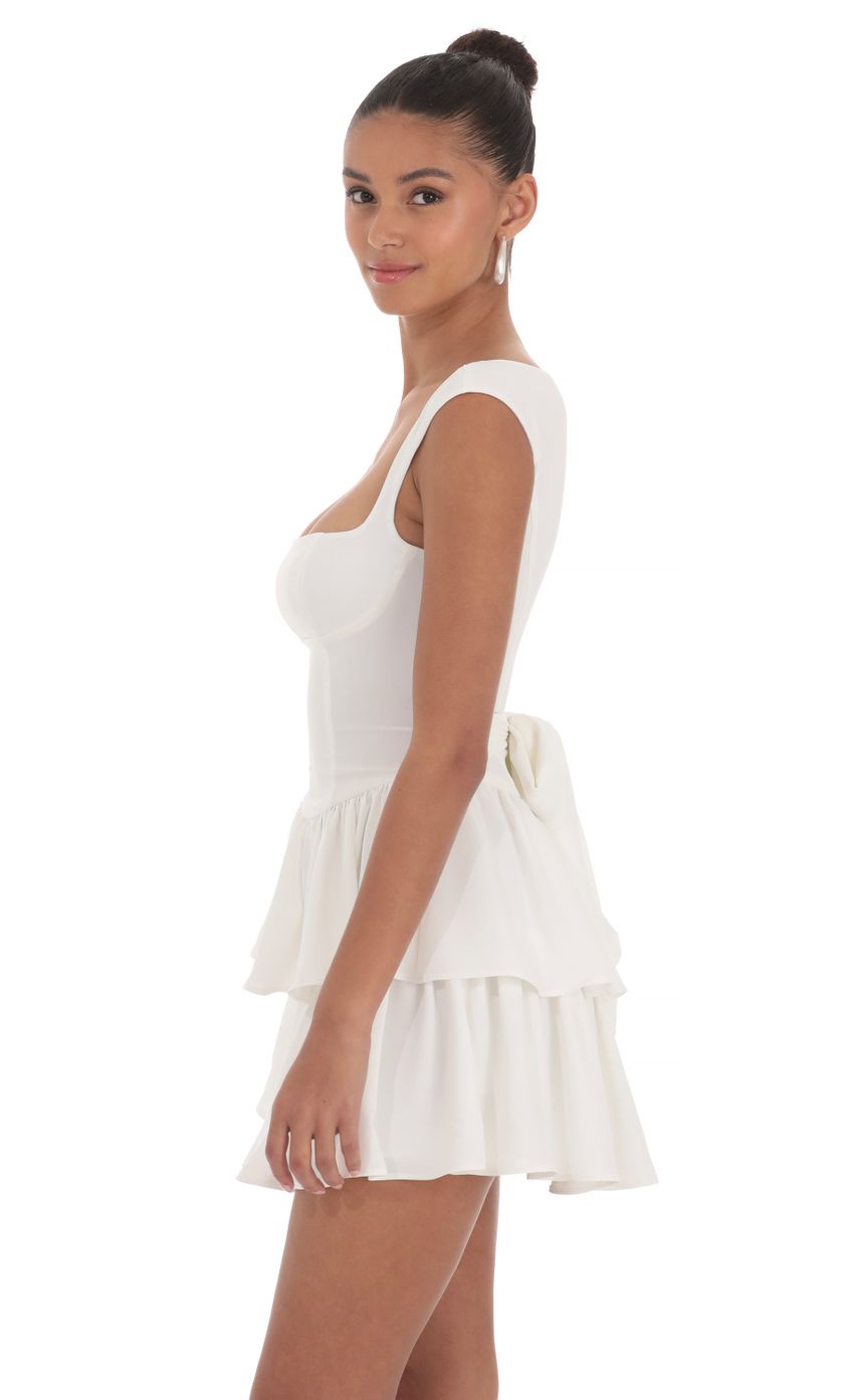 Wide Strap Ruffle Dress in White