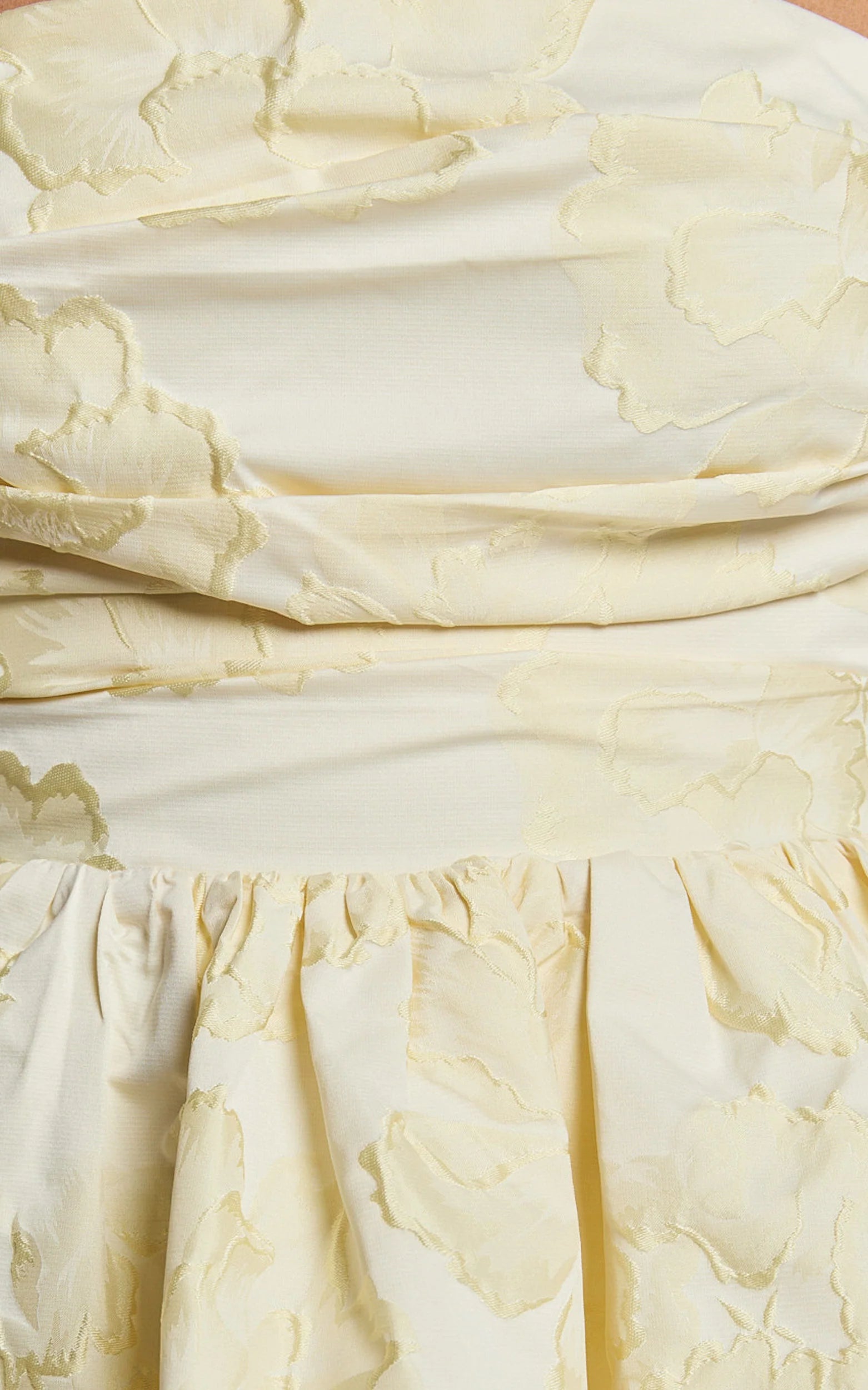 Laure Mini Dress Strapless Jacquard Dress in Lemon